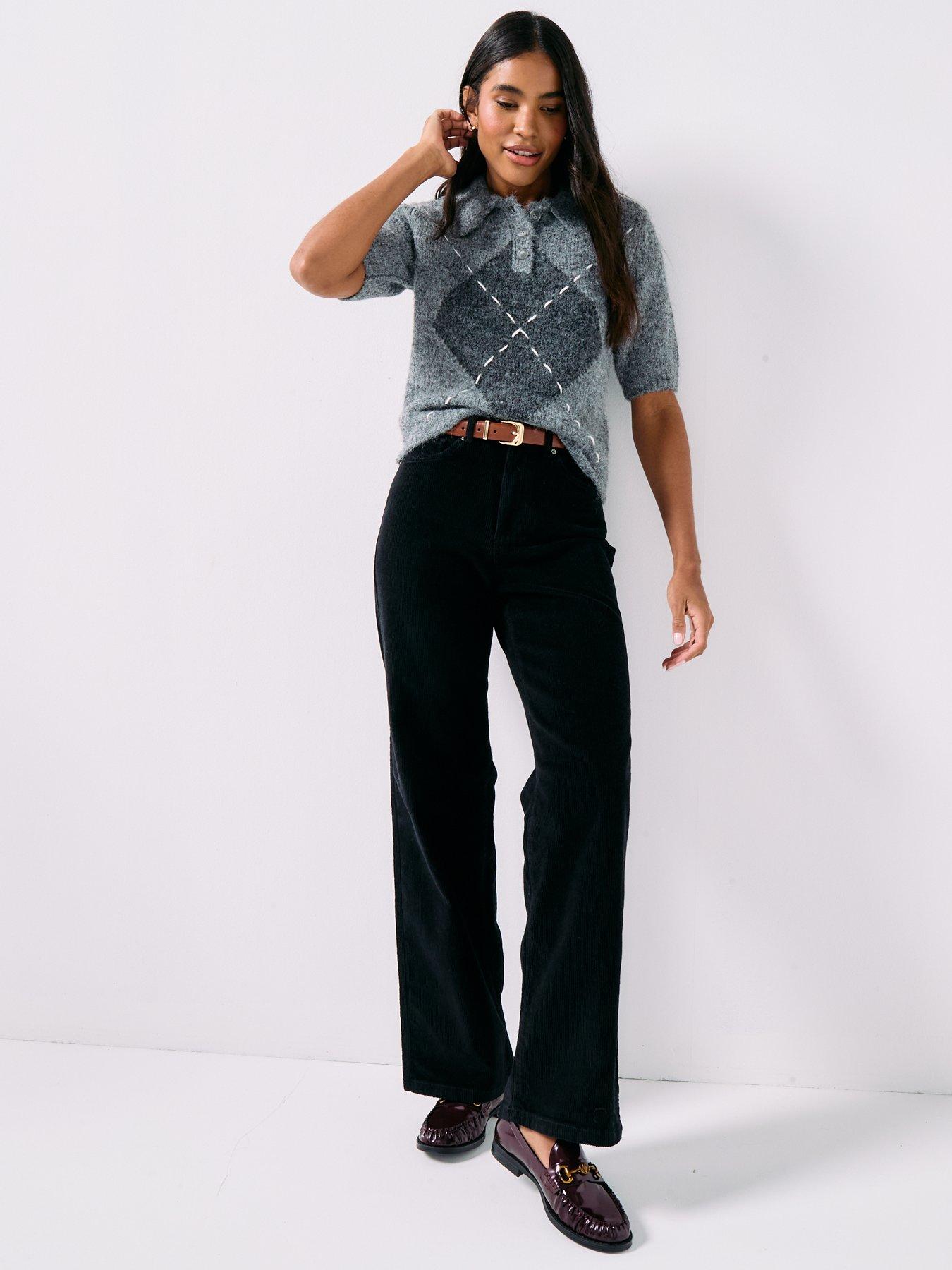 Vero Moda Tessa Wide Corduroy Pants - Black | Very