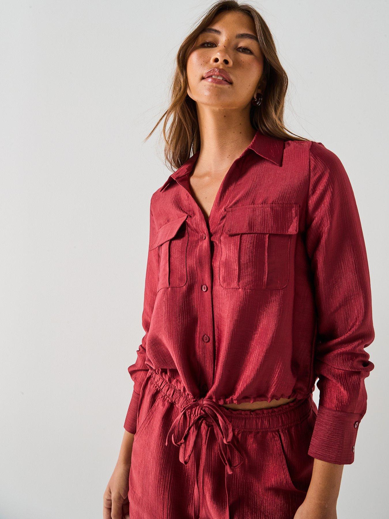 Vero Moda Toma Long Sleeve Tie Shirt - Red