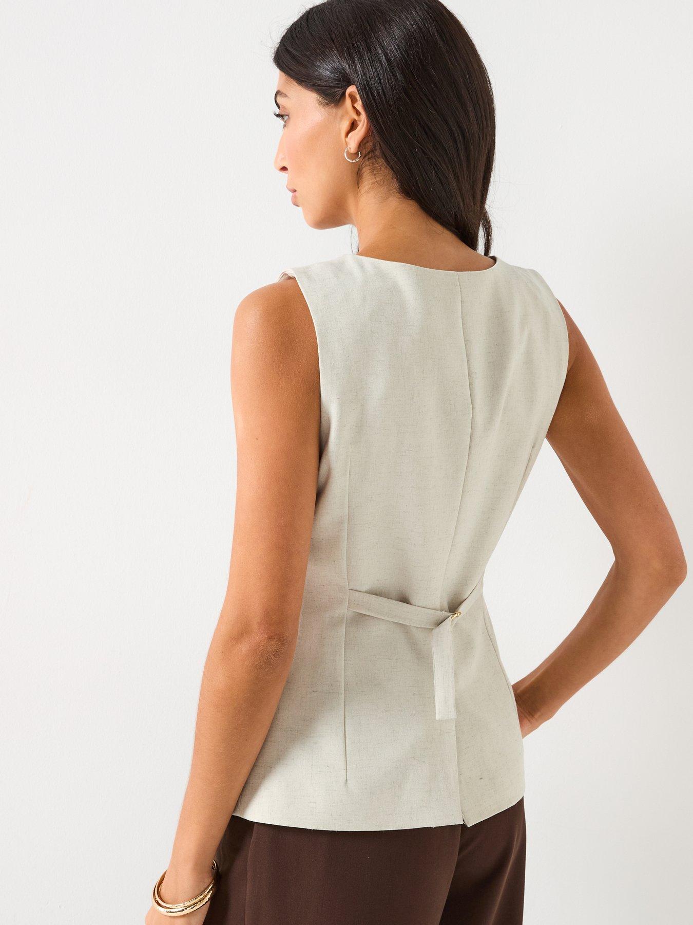 Image 2 of 6 of Vero Moda Mikela Short Sleeve Long Waistcoat - Cream