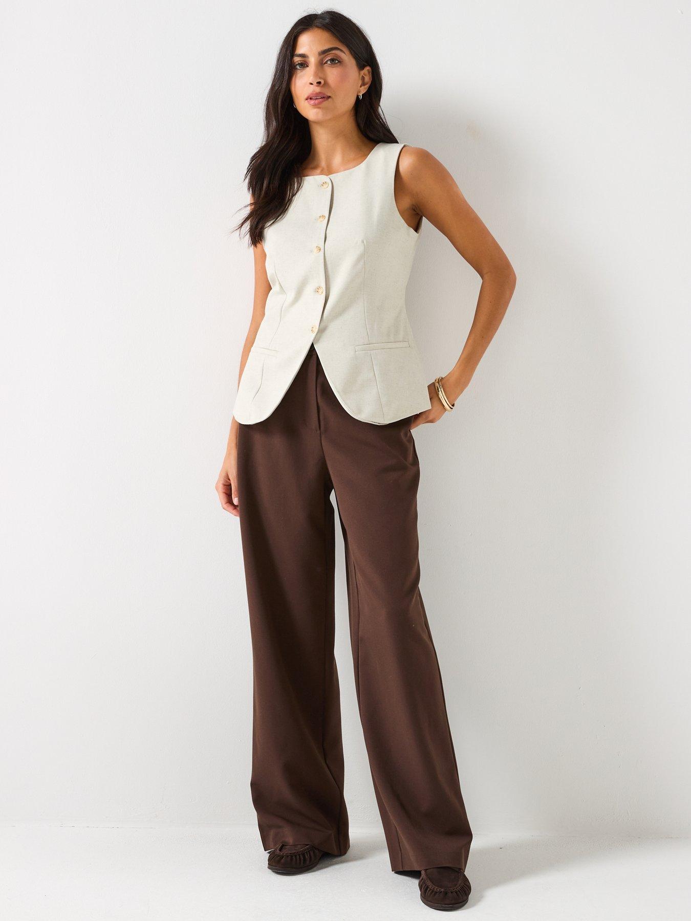 Image 3 of 6 of Vero Moda Mikela Short Sleeve Long Waistcoat - Cream