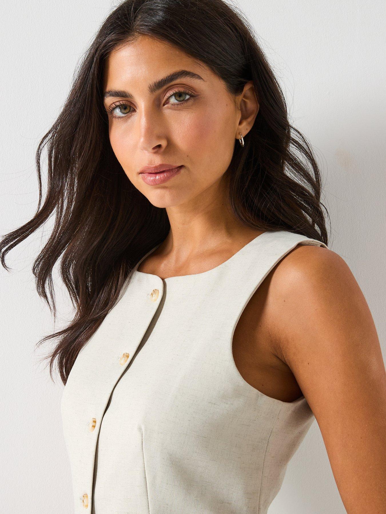 Image 5 of 6 of Vero Moda Mikela Short Sleeve Long Waistcoat - Cream