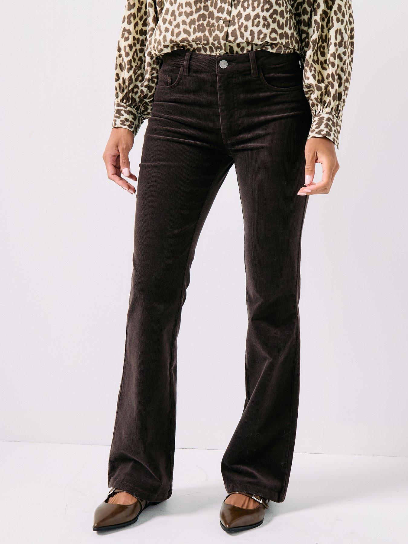 JDY Salone Flared Cord Trousers - Brown