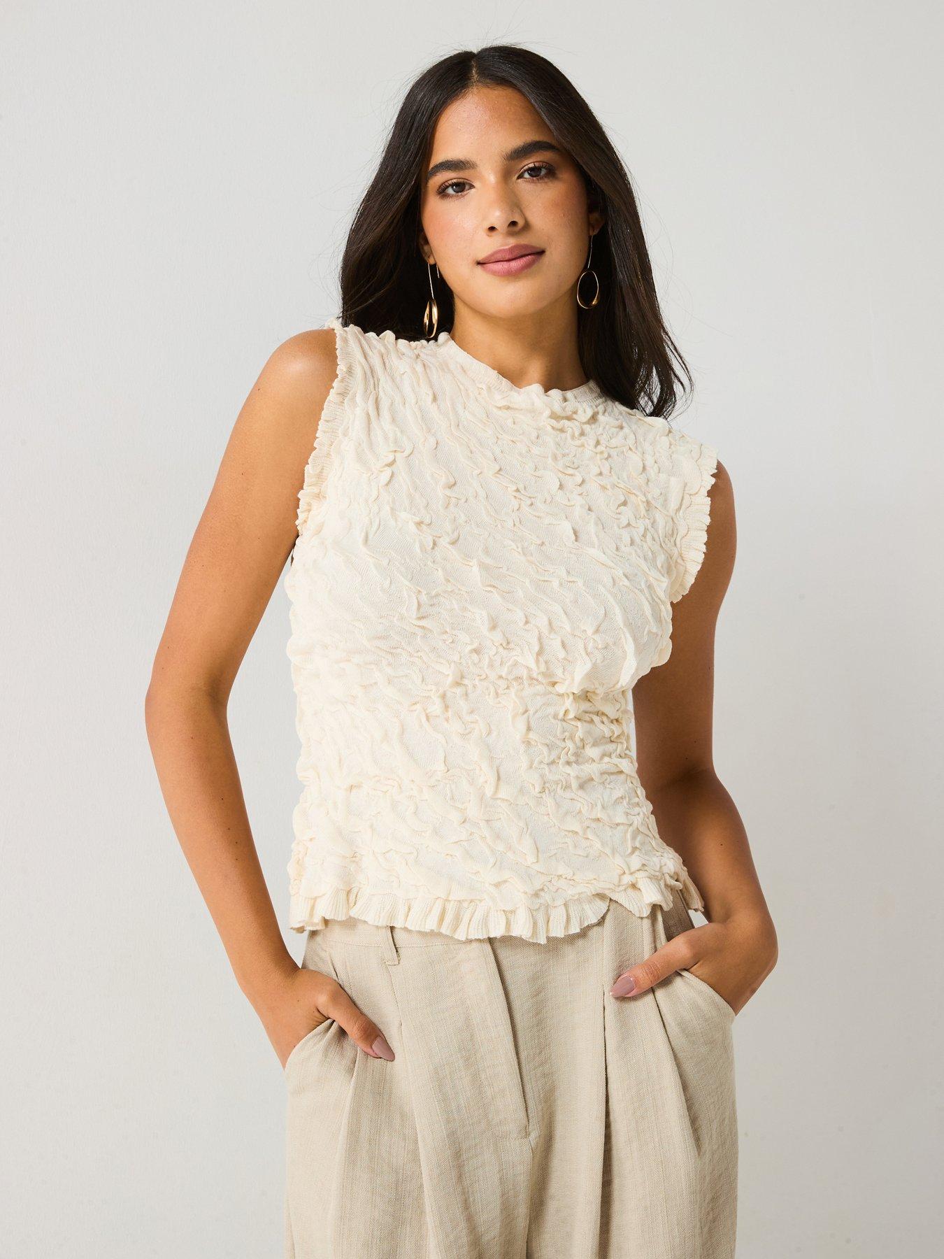 undefined Stormi Short Sleeve O-neck Knit Top - Cream