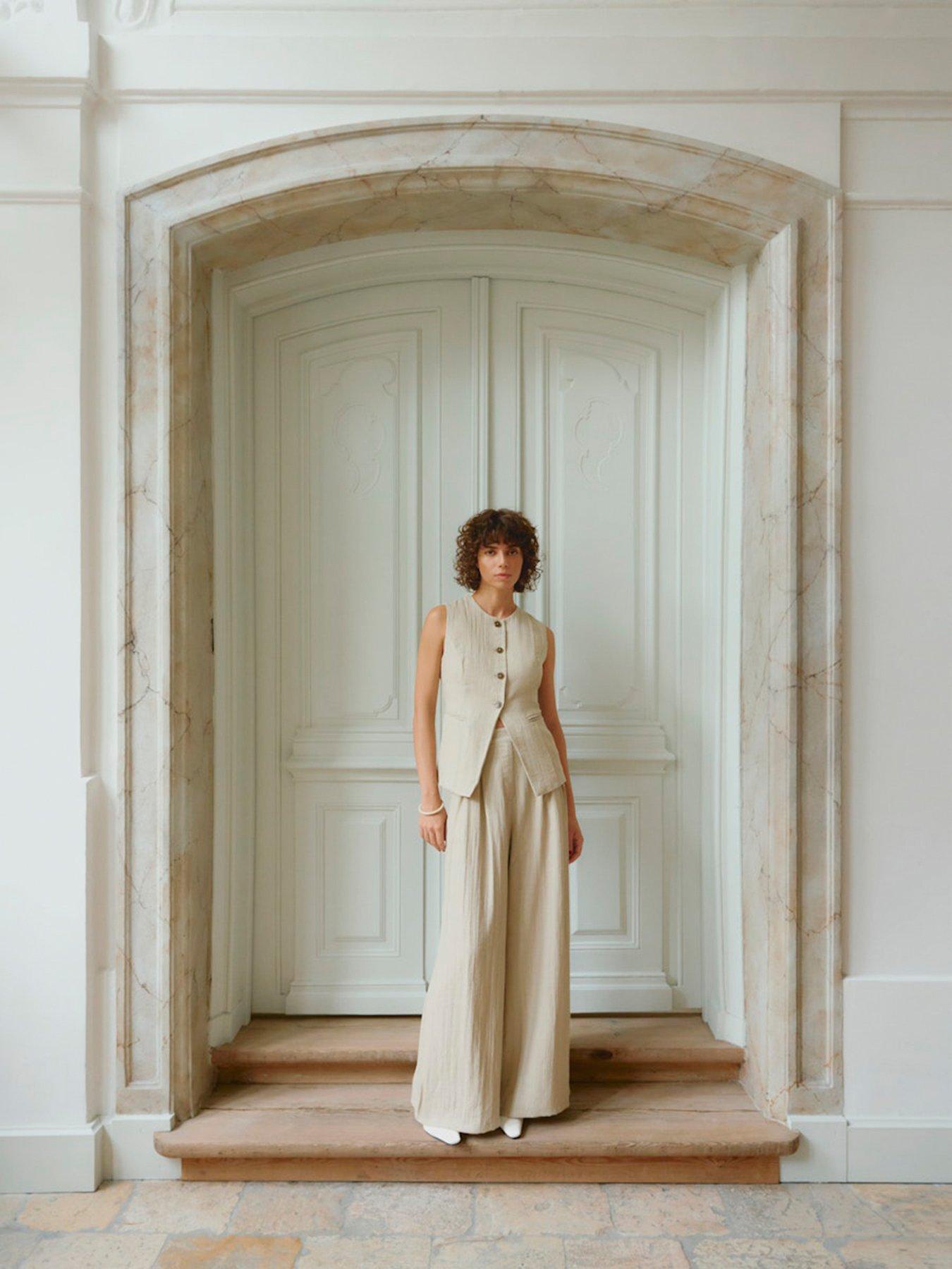undefined Siga High Waist Tailored Pant - Beige