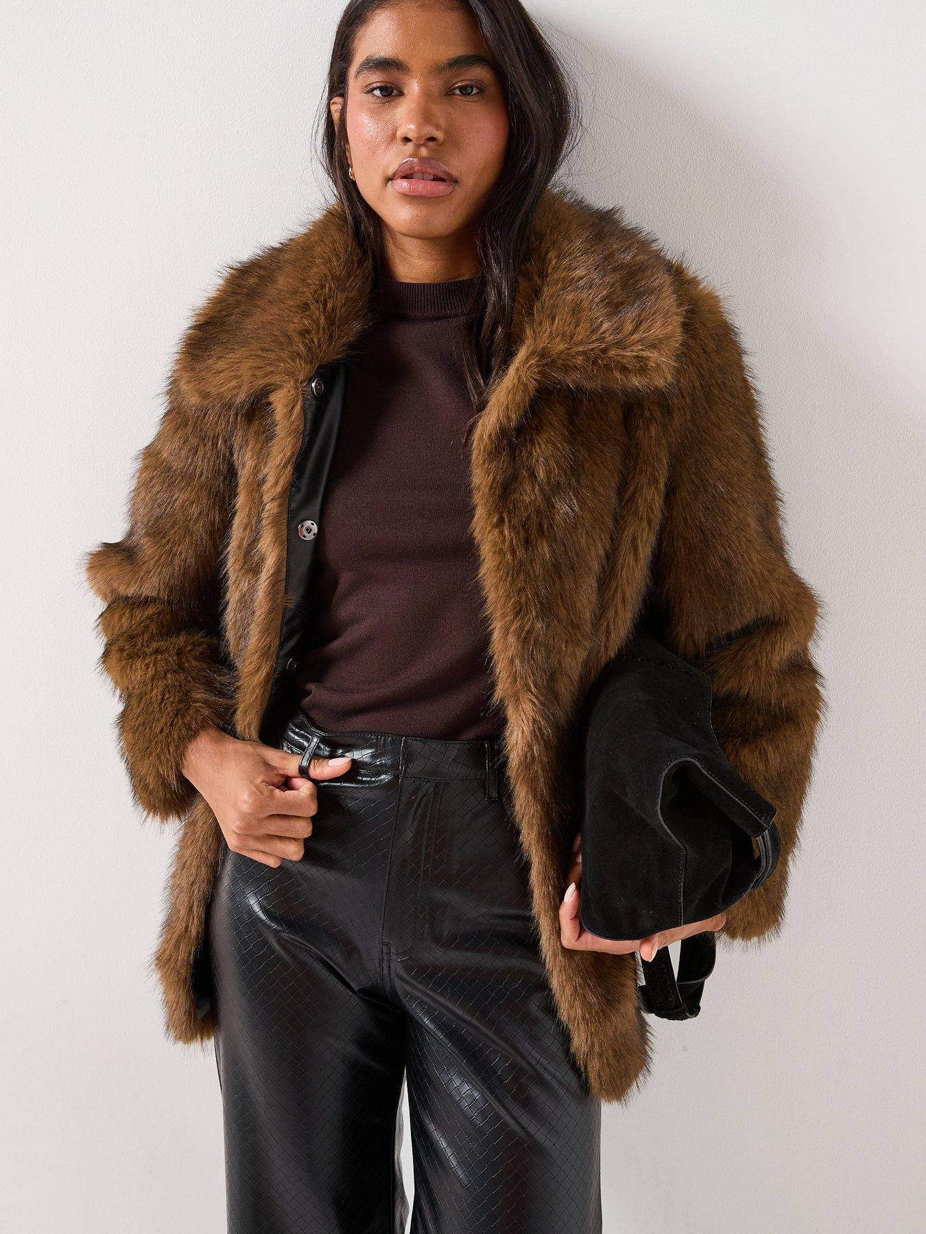 Vero Moda Gloria Faux Fur Jacket Brown Very