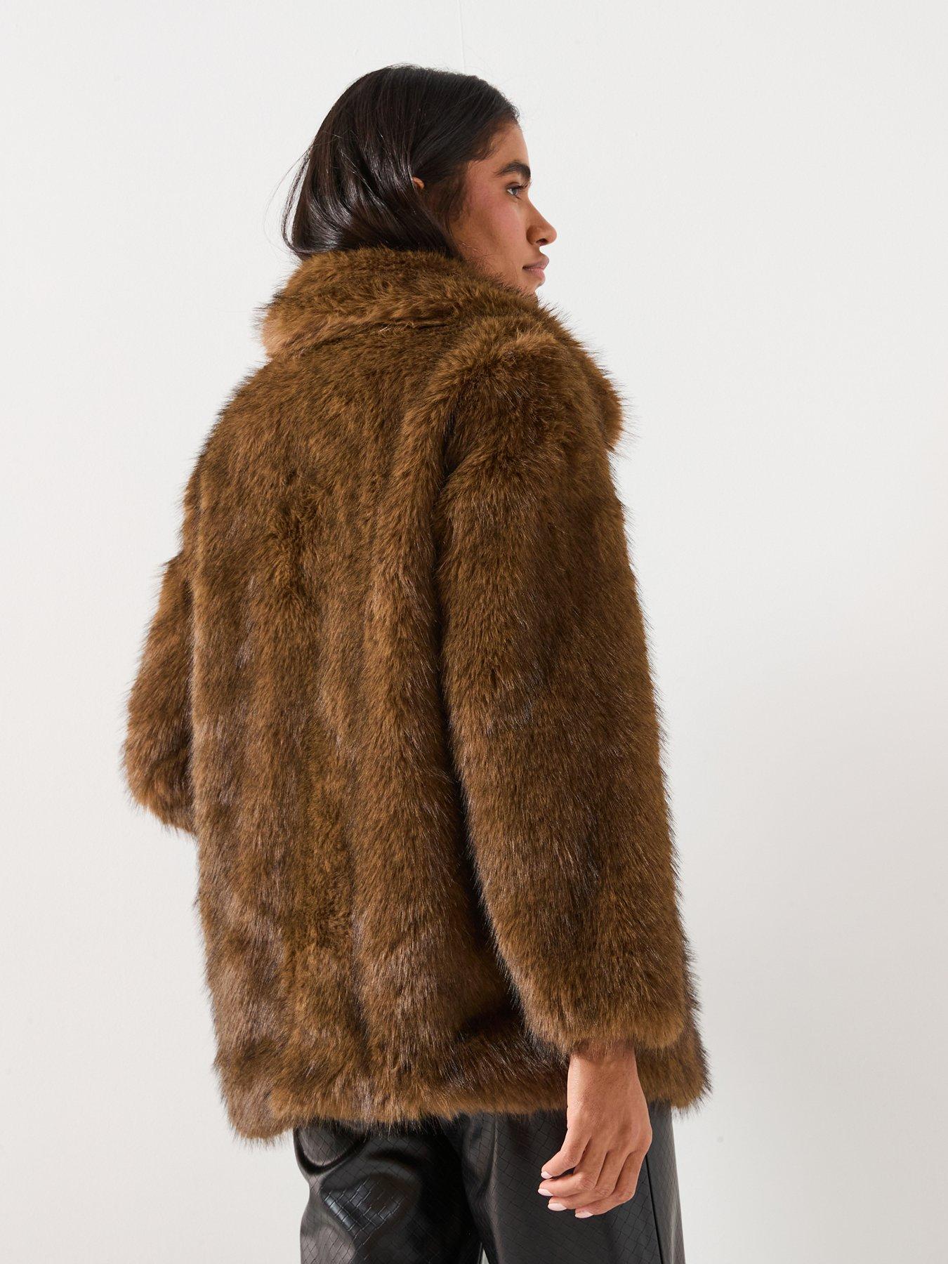 Image 2 of 6 of Vero Moda Gloria Faux Fur Jacket - Brown