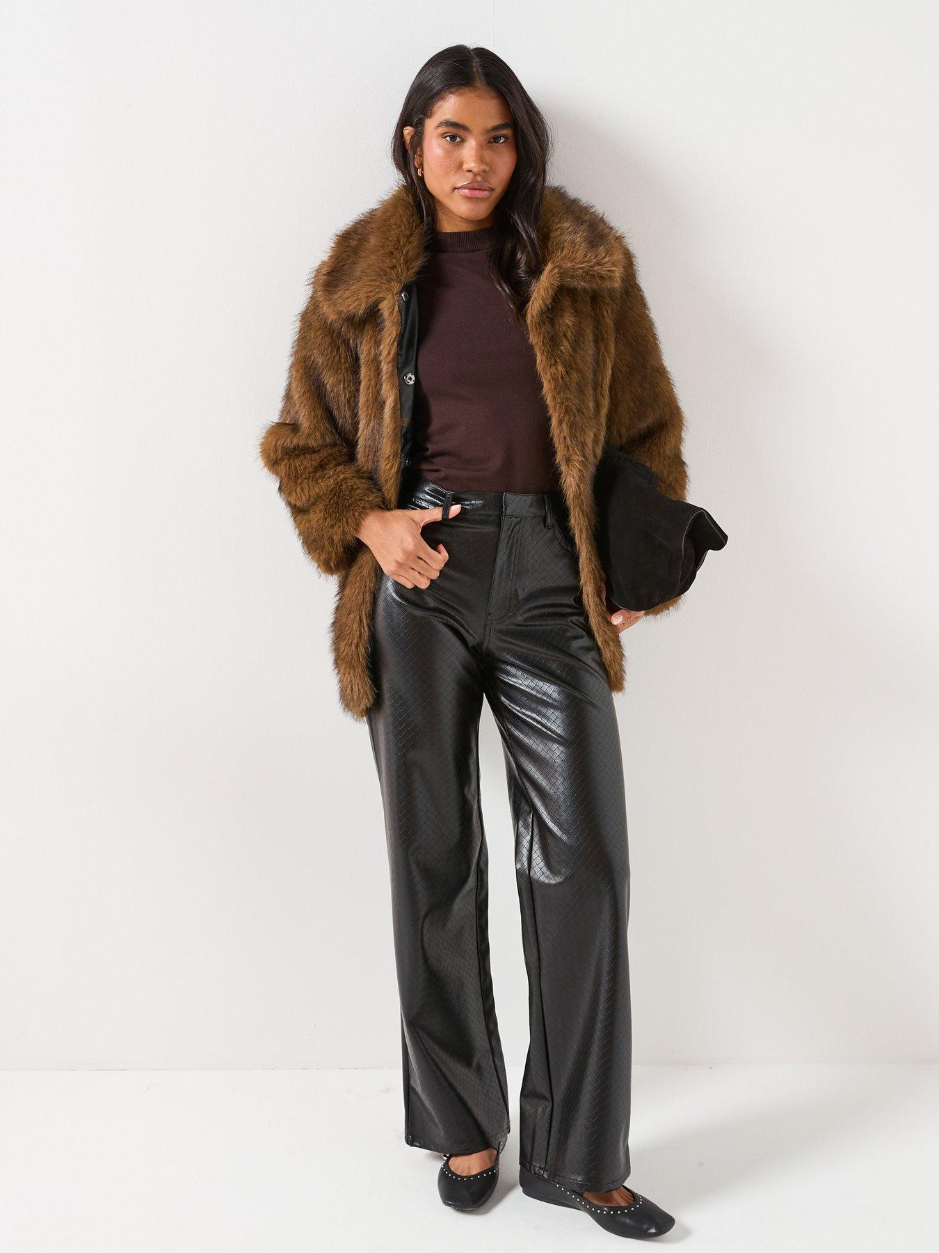 Image 3 of 6 of Vero Moda Gloria Faux Fur Jacket - Brown