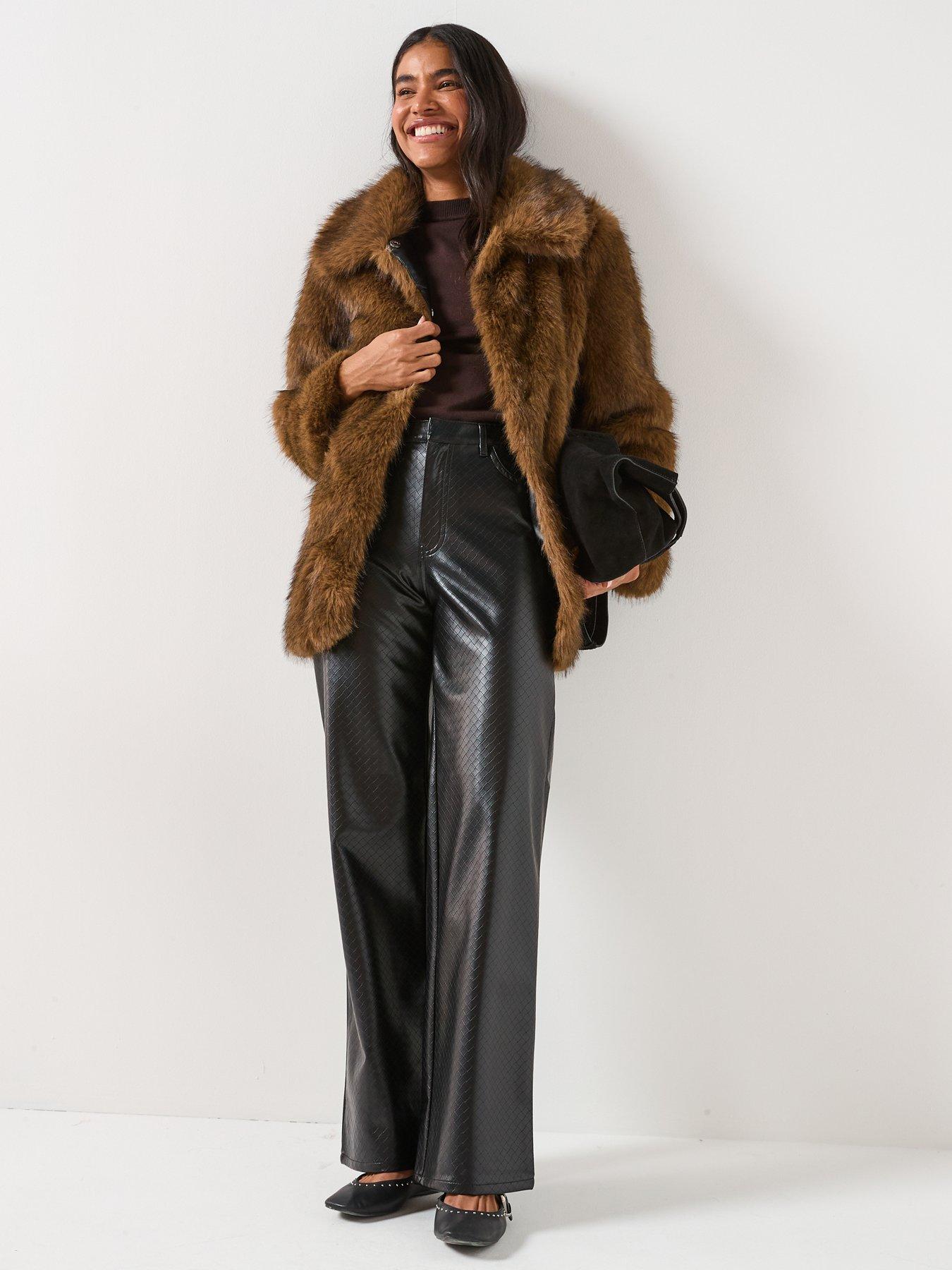 Image 5 of 6 of Vero Moda Gloria Faux Fur Jacket - Brown