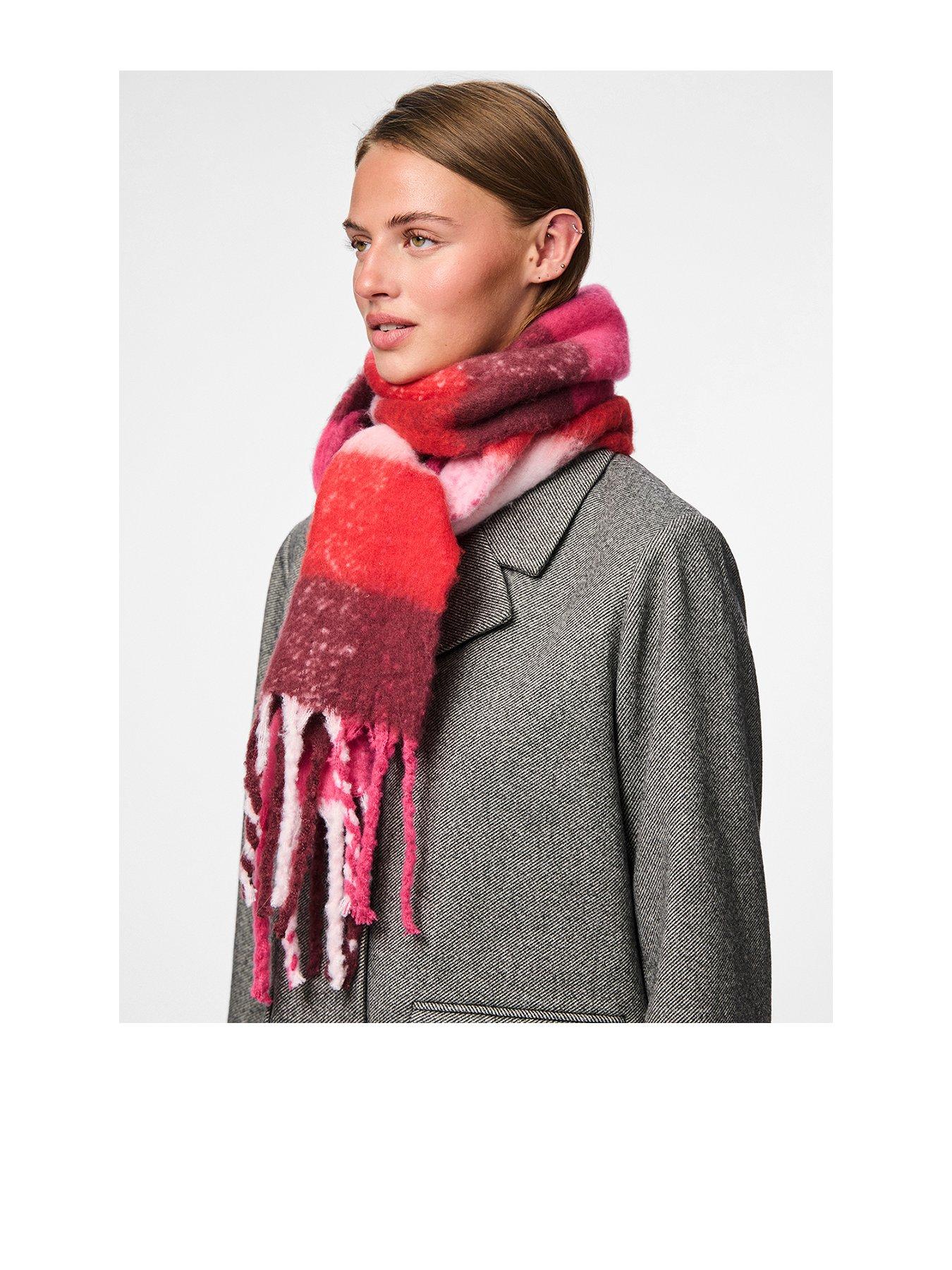 PIECES Bea Narrow Long Scarf - Pink/red