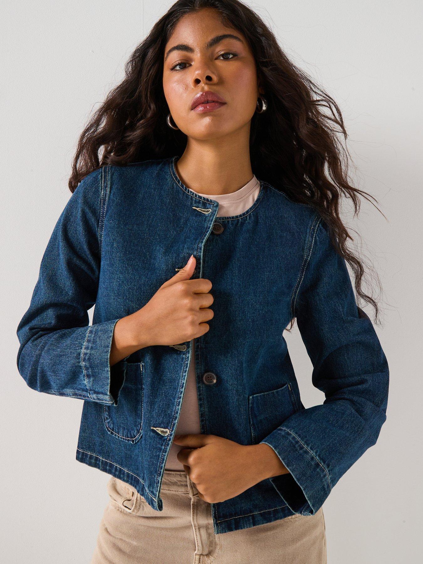 AWARE Awmindy Long Sleeve Short Denim Jacket - Blue