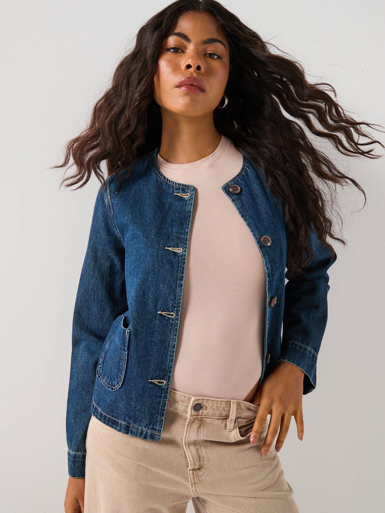 Image 5 of 6 of AWARE Awmindy Long Sleeve&nbsp;Short Denim Jacket - Blue