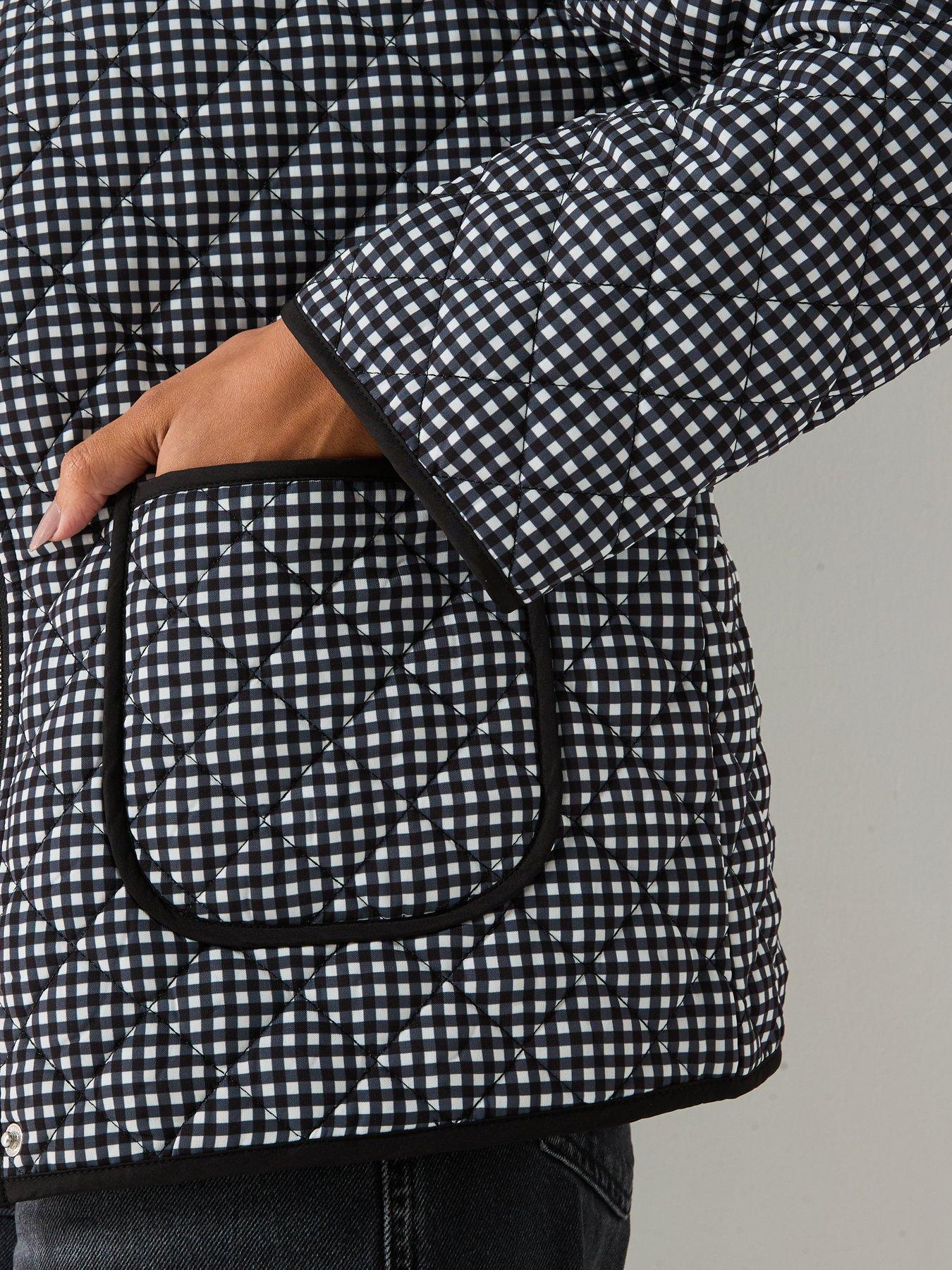 Image 6 of 6 of Vero Moda Birthie Long Sleeve Zip Check Quilted Jacket - Black