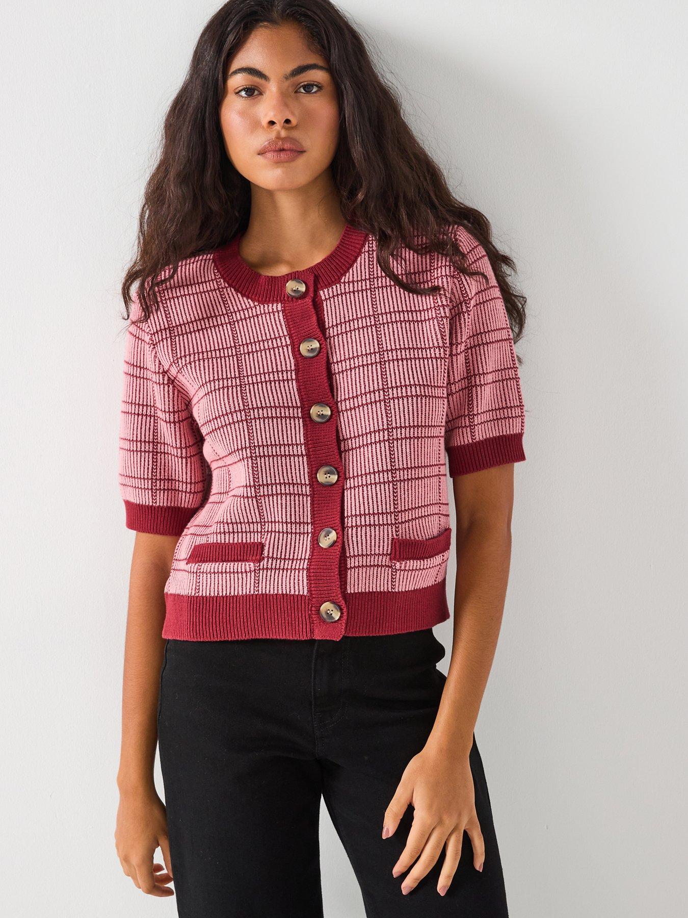 Vero Moda Marvelous 2/4 O-neck Short Sleeve Cardigan - Pink