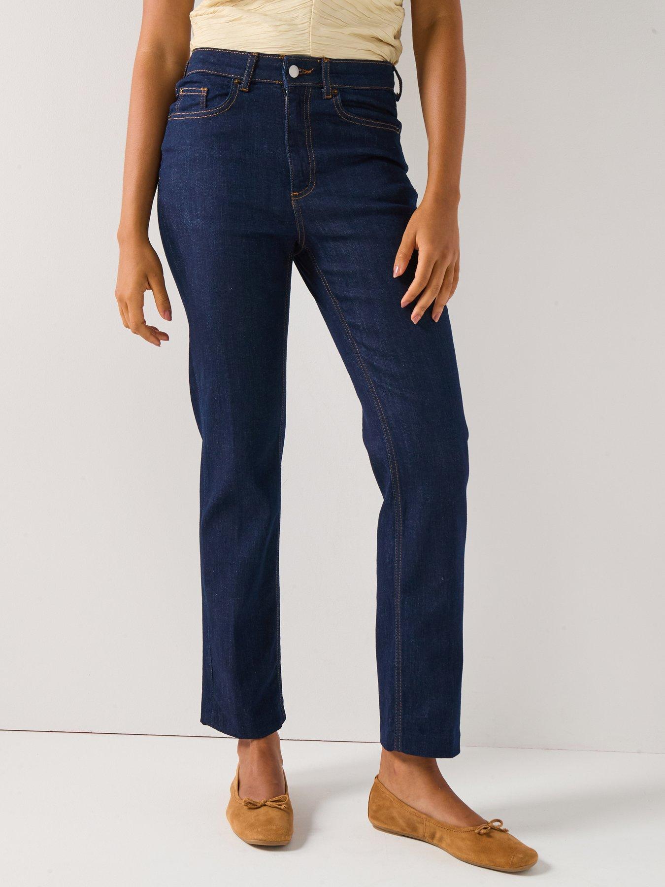 undefined Alica High Rise Straight Leg Denim Jean - Blue