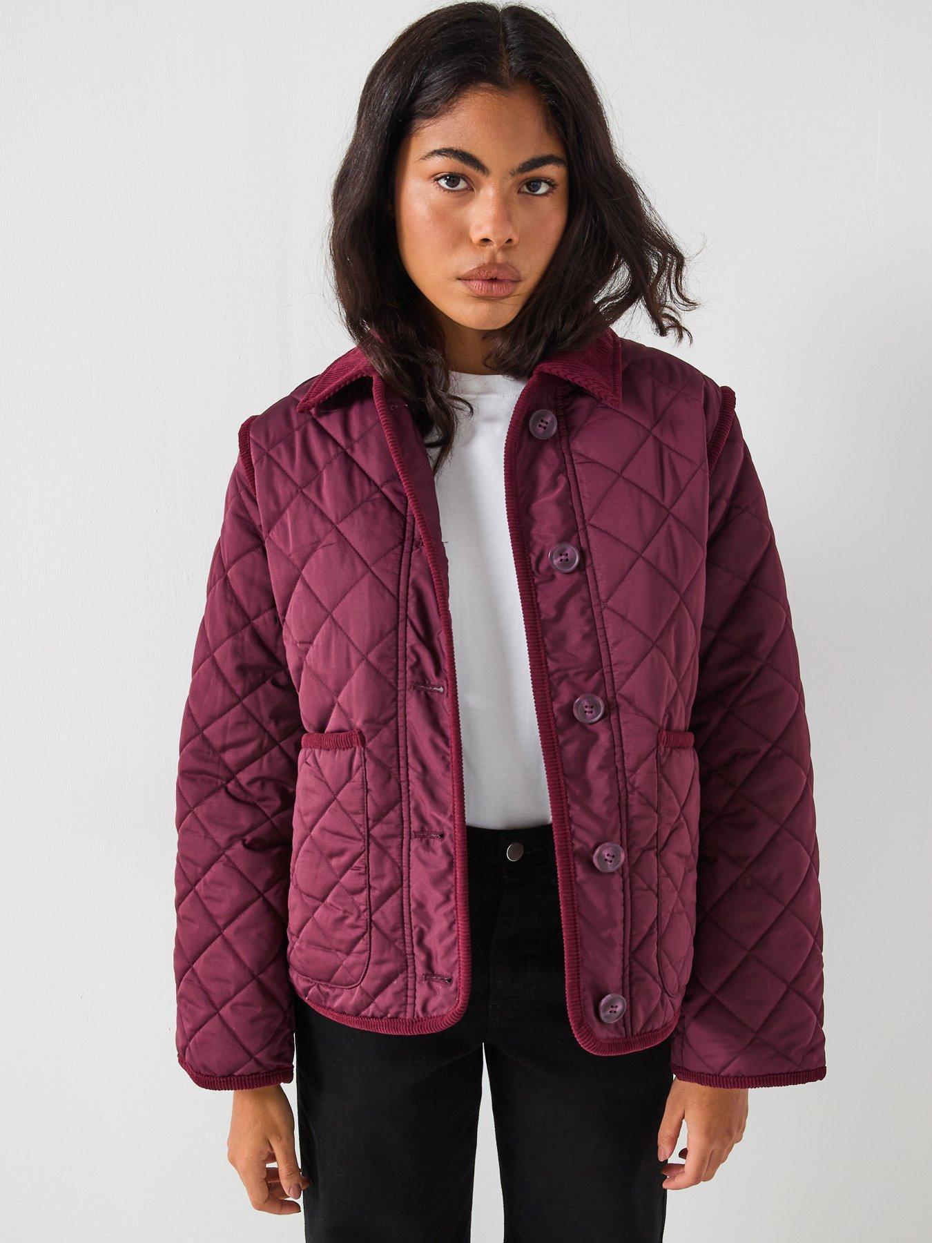 Vero Moda Emily Short Quilted Collar Detail Jacket - Red