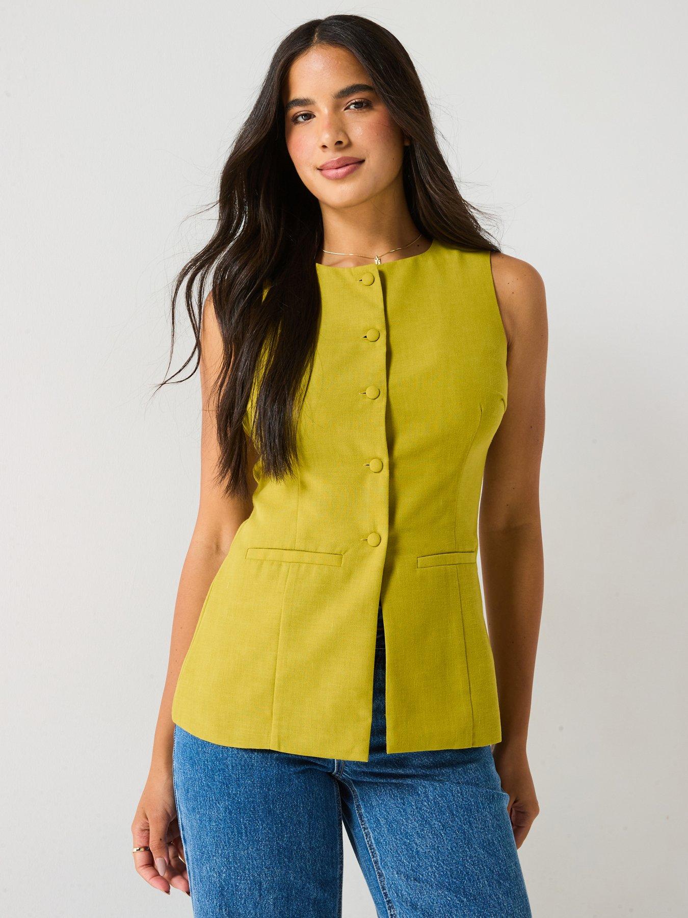 Vero Moda Josie Waistcoat, Green, Size Xs, Women