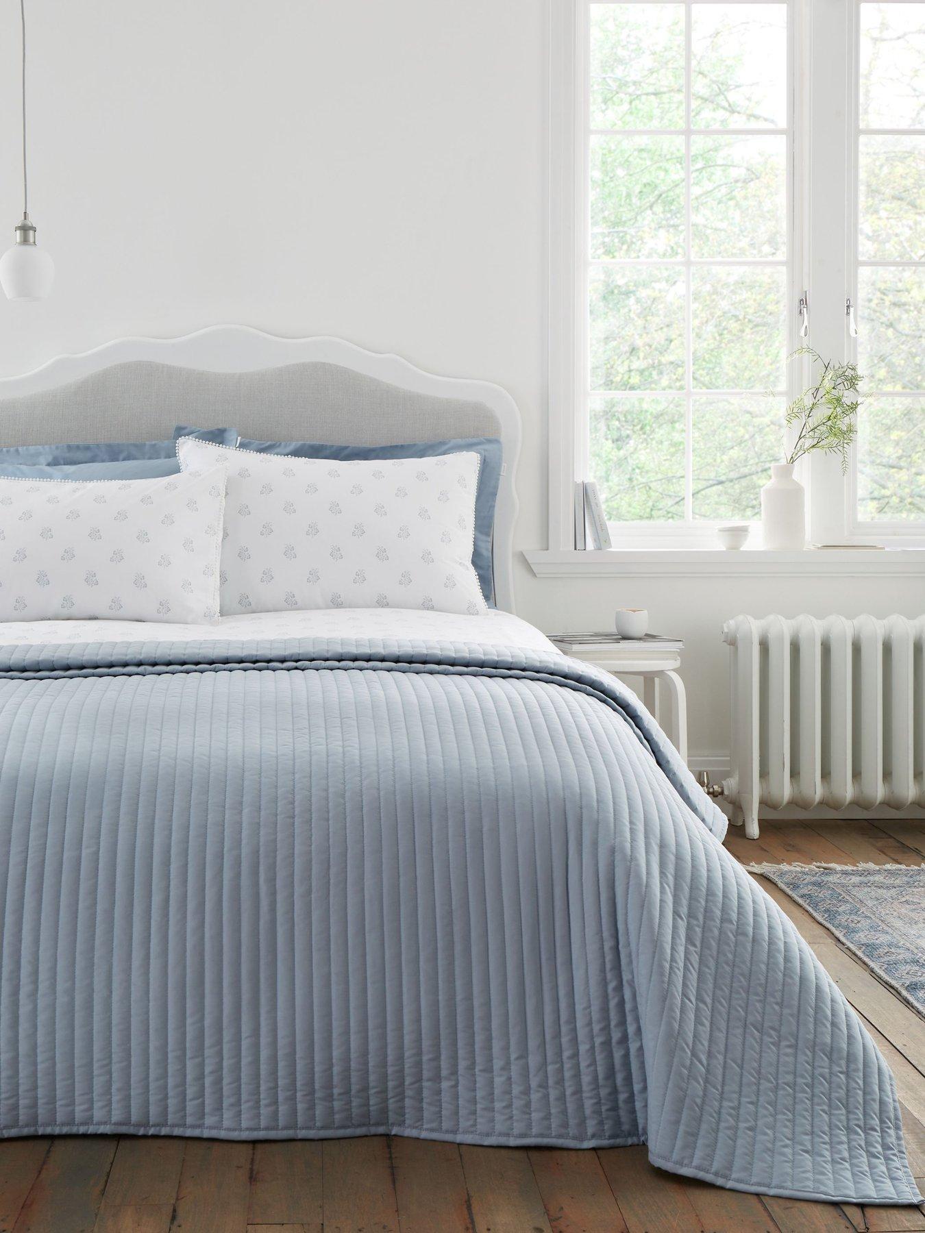 Bianca Blue Quilted Lines Bedspread - Image 5