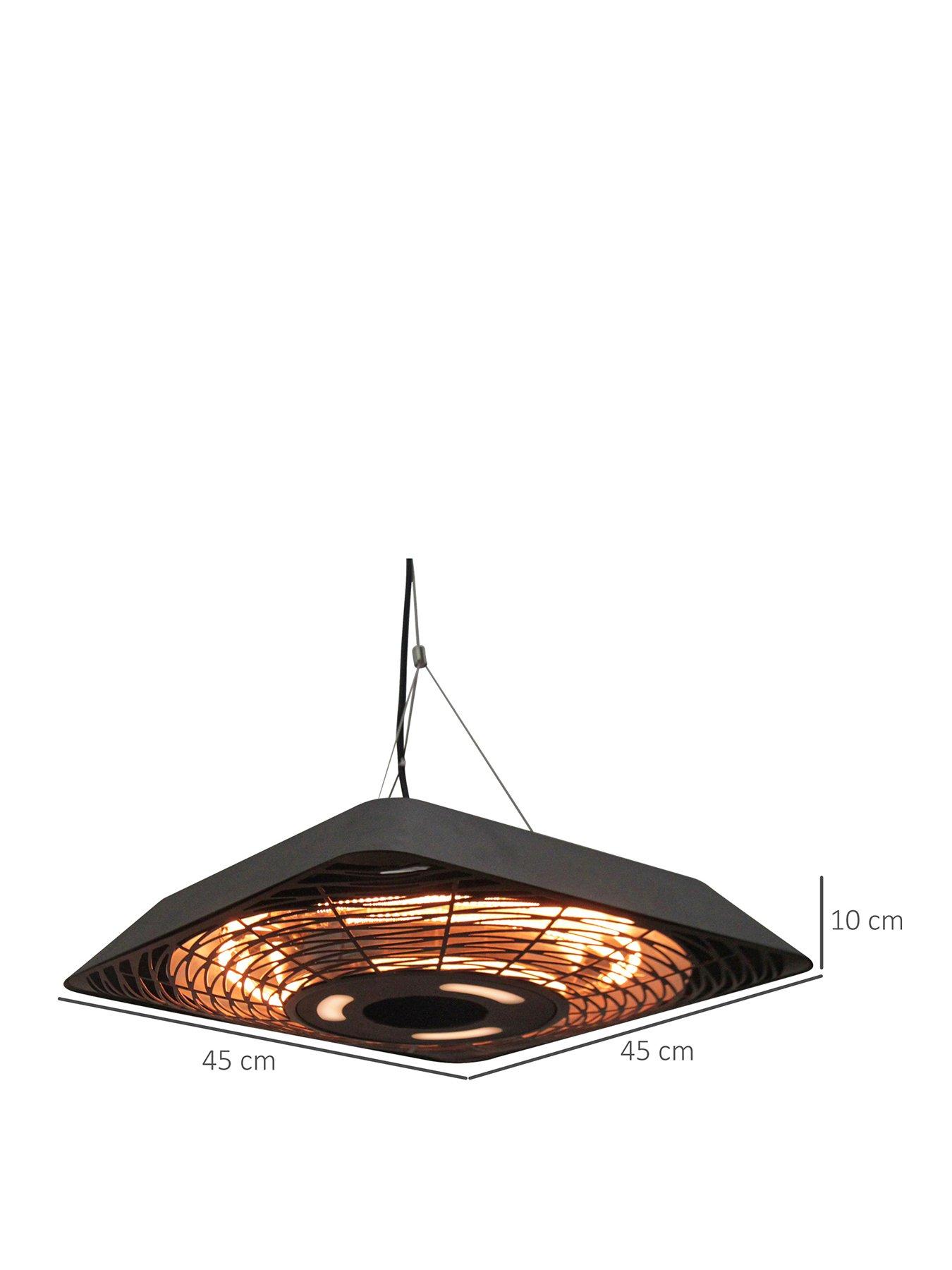 Image 3 of 6 of OutSunny 2000W Electric Hanging Patio Heater Ceiling Mounted Halogen Heating Indoor Outdoor with Remote Control Aluminium