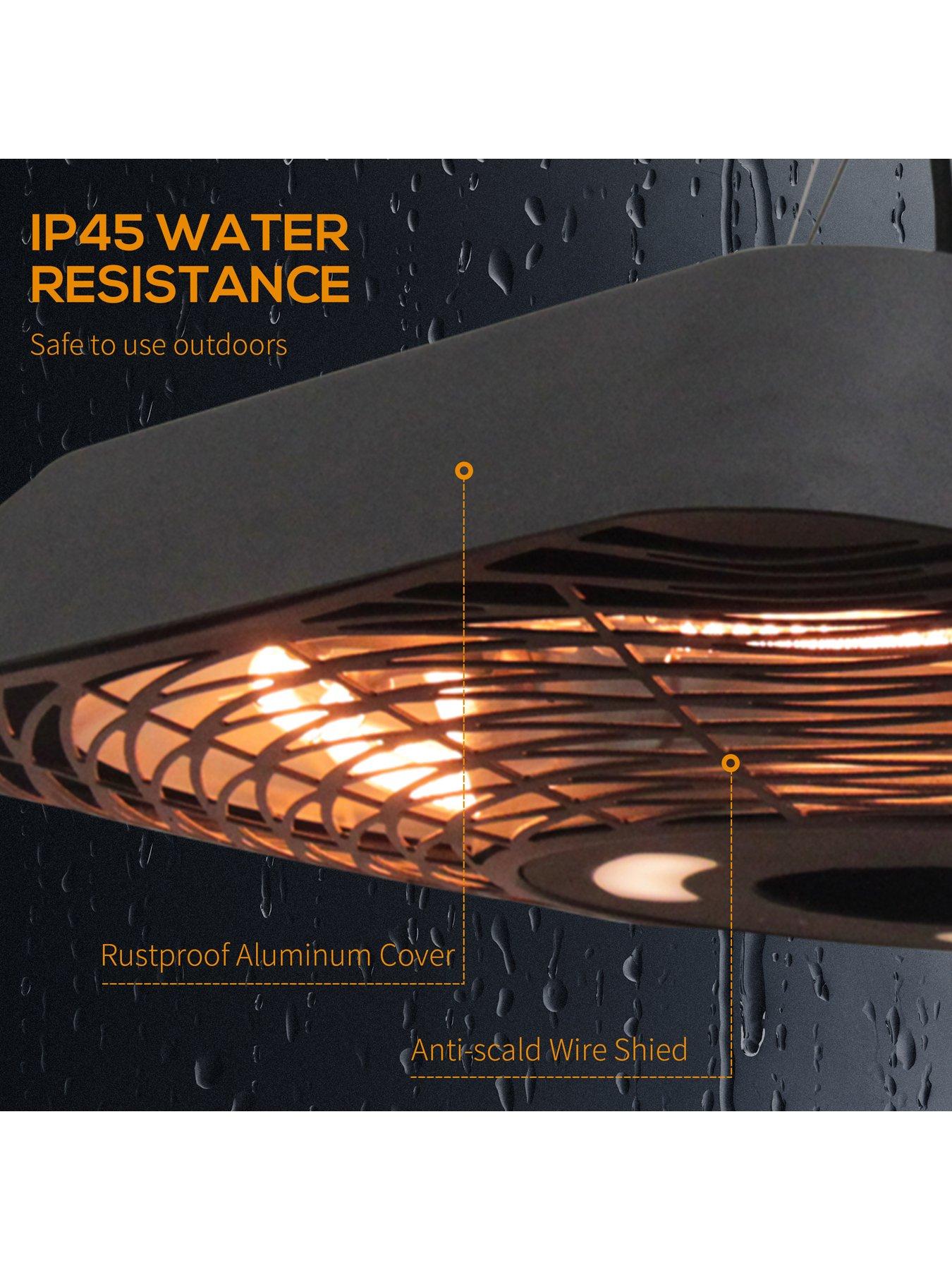 Image 4 of 6 of OutSunny 2000W Electric Hanging Patio Heater Ceiling Mounted Halogen Heating Indoor Outdoor with Remote Control Aluminium