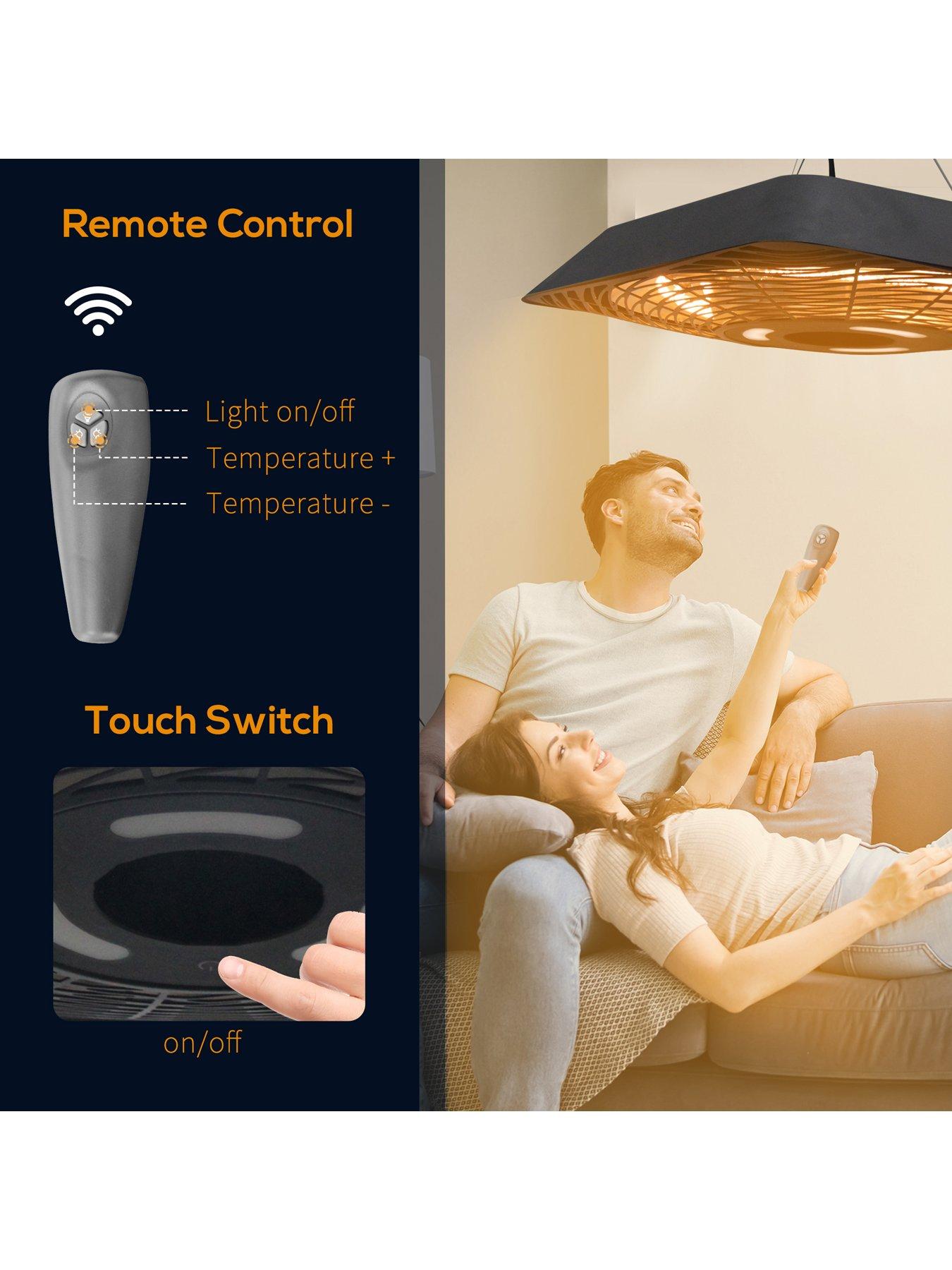 Image 5 of 6 of OutSunny 2000W Electric Hanging Patio Heater Ceiling Mounted Halogen Heating Indoor Outdoor with Remote Control Aluminium