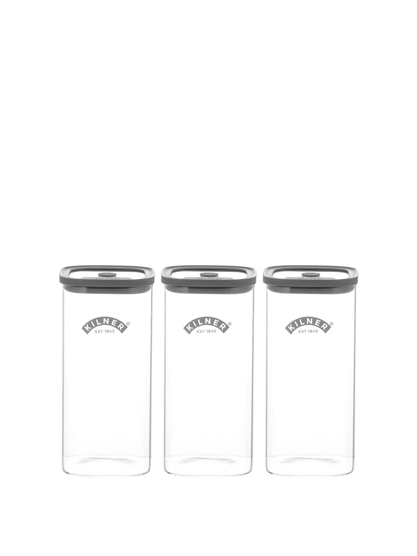 Image 2 of 7 of KILNER Fresh Storage Set Of 3 Square Jars 1.5l