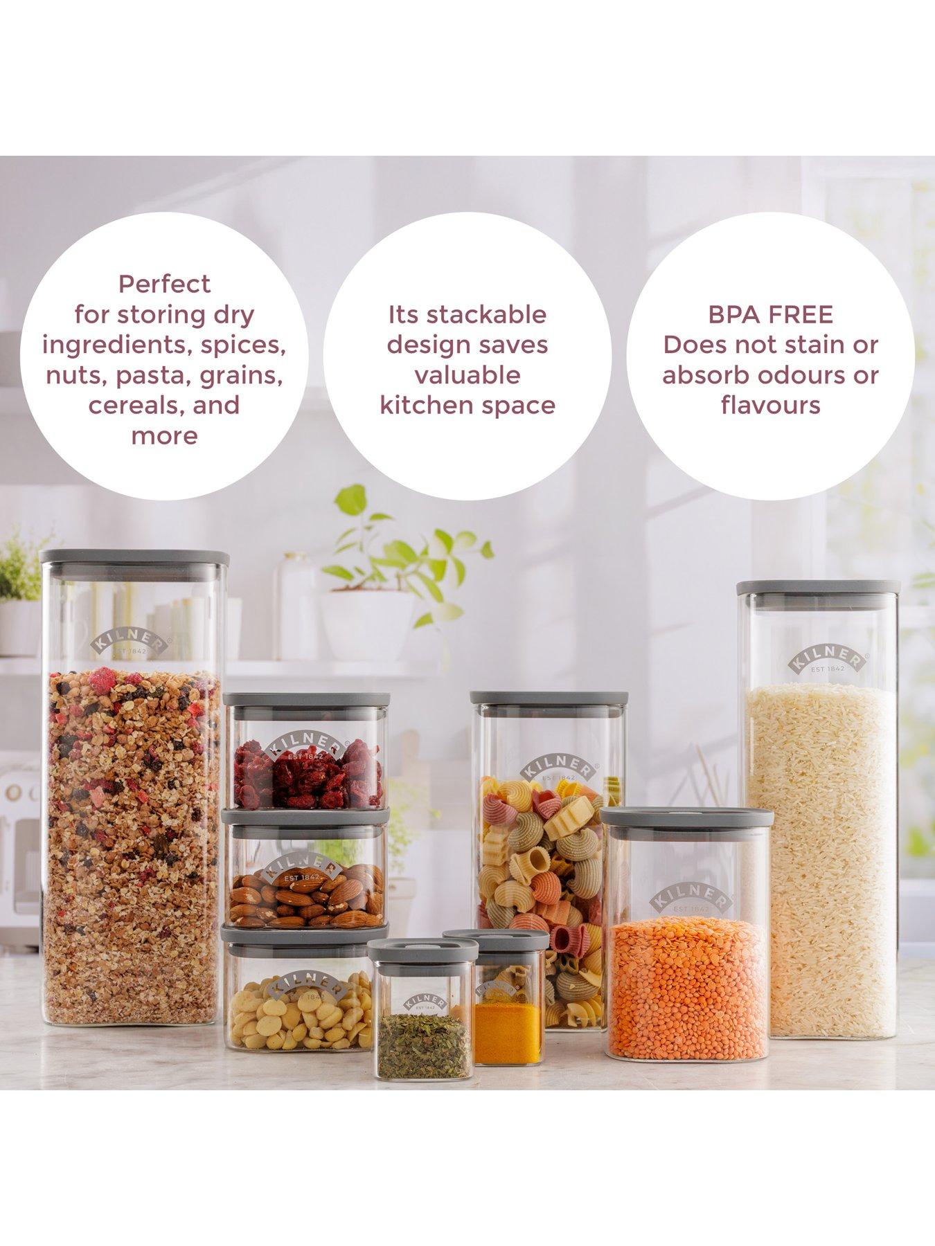 Image 4 of 7 of KILNER Fresh Storage Set Of 3 Square Jars 1.5l