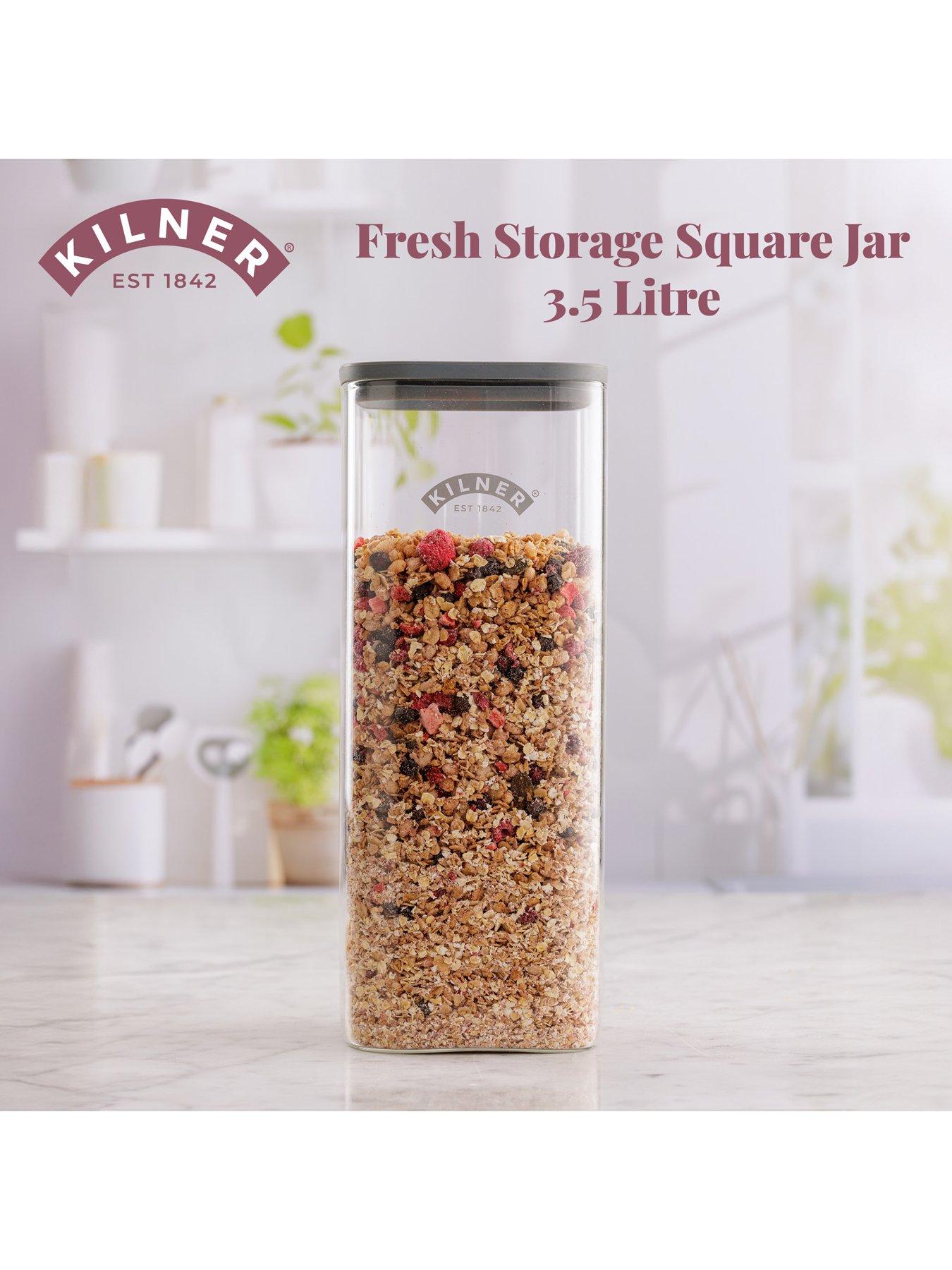 Image 6 of 7 of KILNER Fresh Storage Set Of 2 Square Storage Jars 3.5l