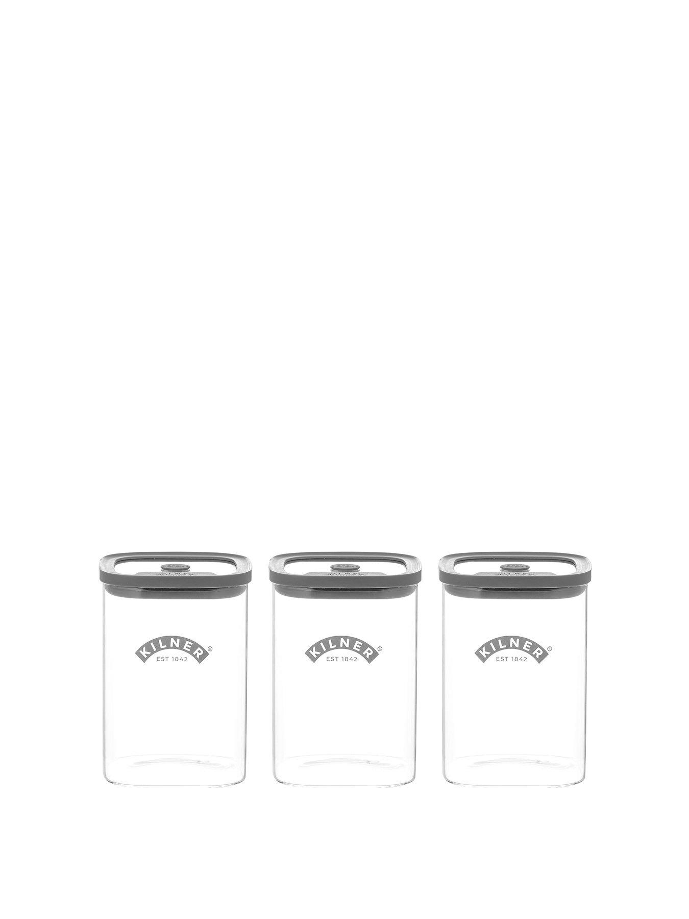 Image 2 of 7 of KILNER Fresh Storage Set Of 3 Square Jars 1l