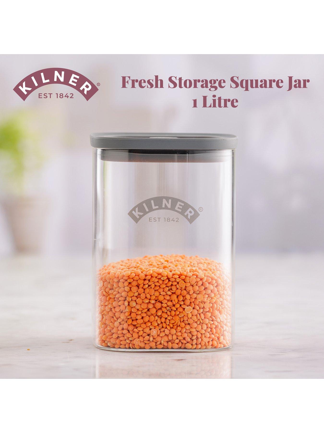 Image 7 of 7 of KILNER Fresh Storage Set Of 3 Square Jars 1l