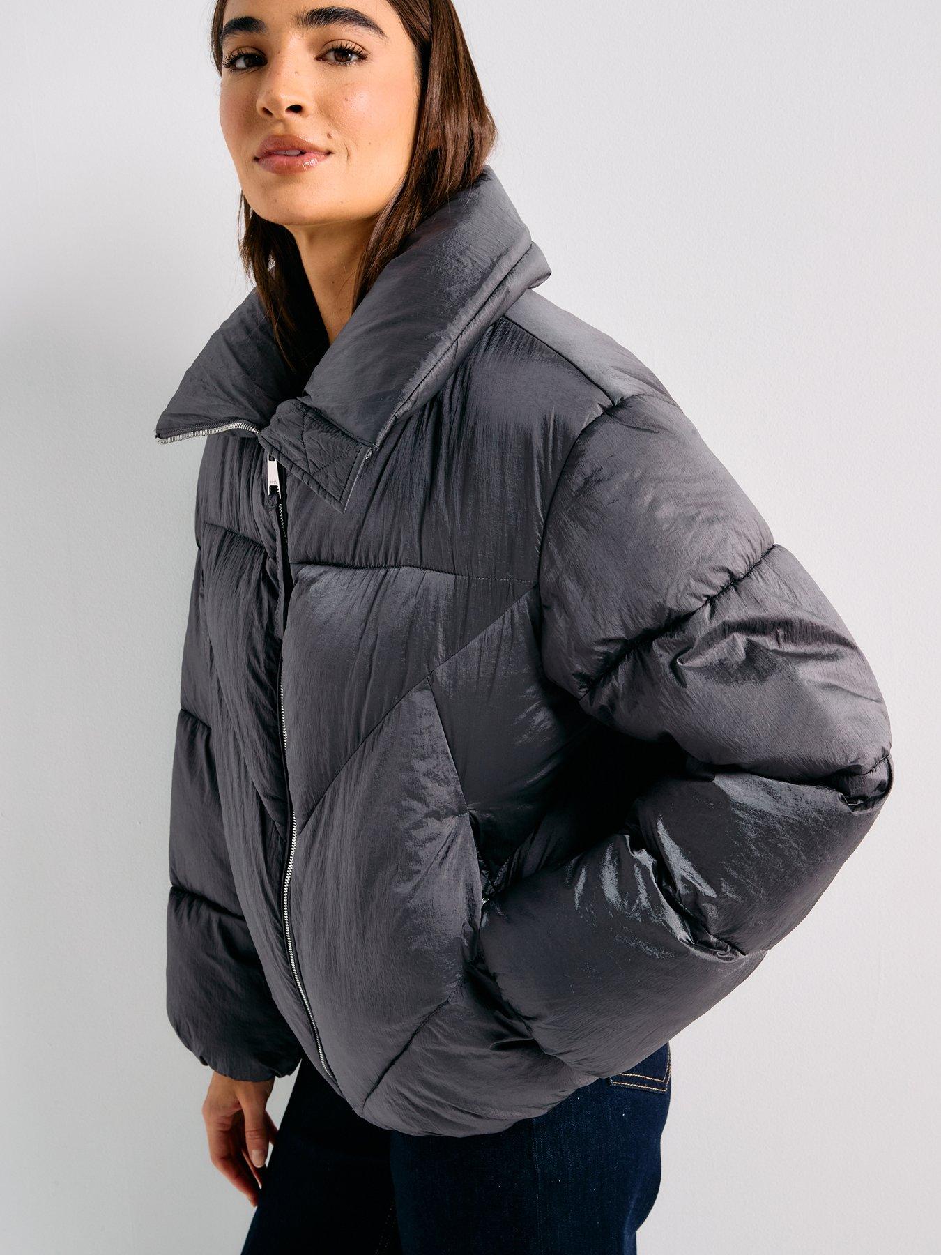 BOSS Padilena High Neck Puffer Coat - Dark Purple