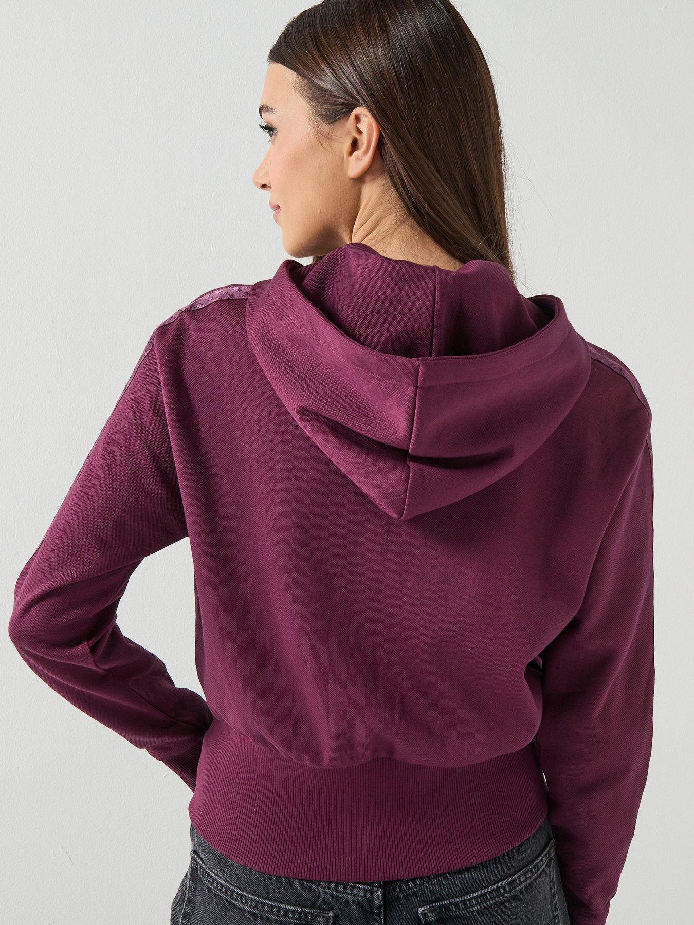 Image 2 of 6 of BOSS Zip Up Cropped Hoodie - Dark Pink