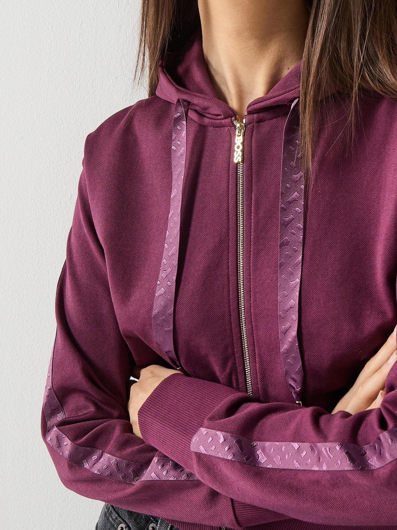 Image 4 of 6 of BOSS Zip Up Cropped Hoodie - Dark Pink