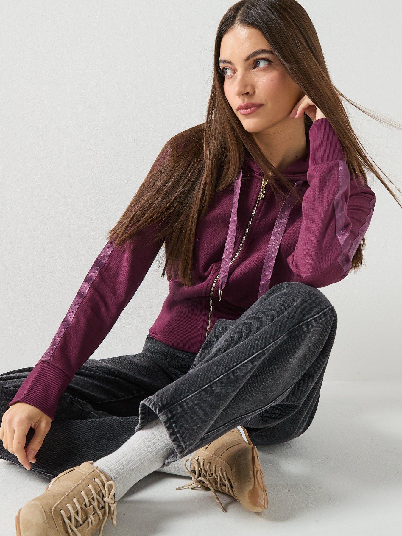 Image 6 of 6 of BOSS Zip Up Cropped Hoodie - Dark Pink
