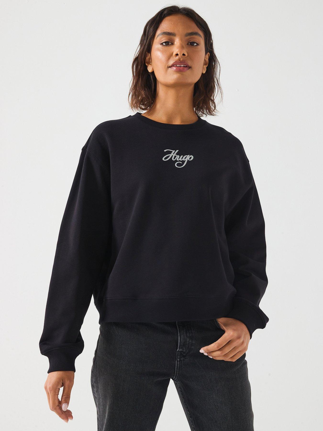 HUGO Logo Sweatshirt, Black, Size L, Women