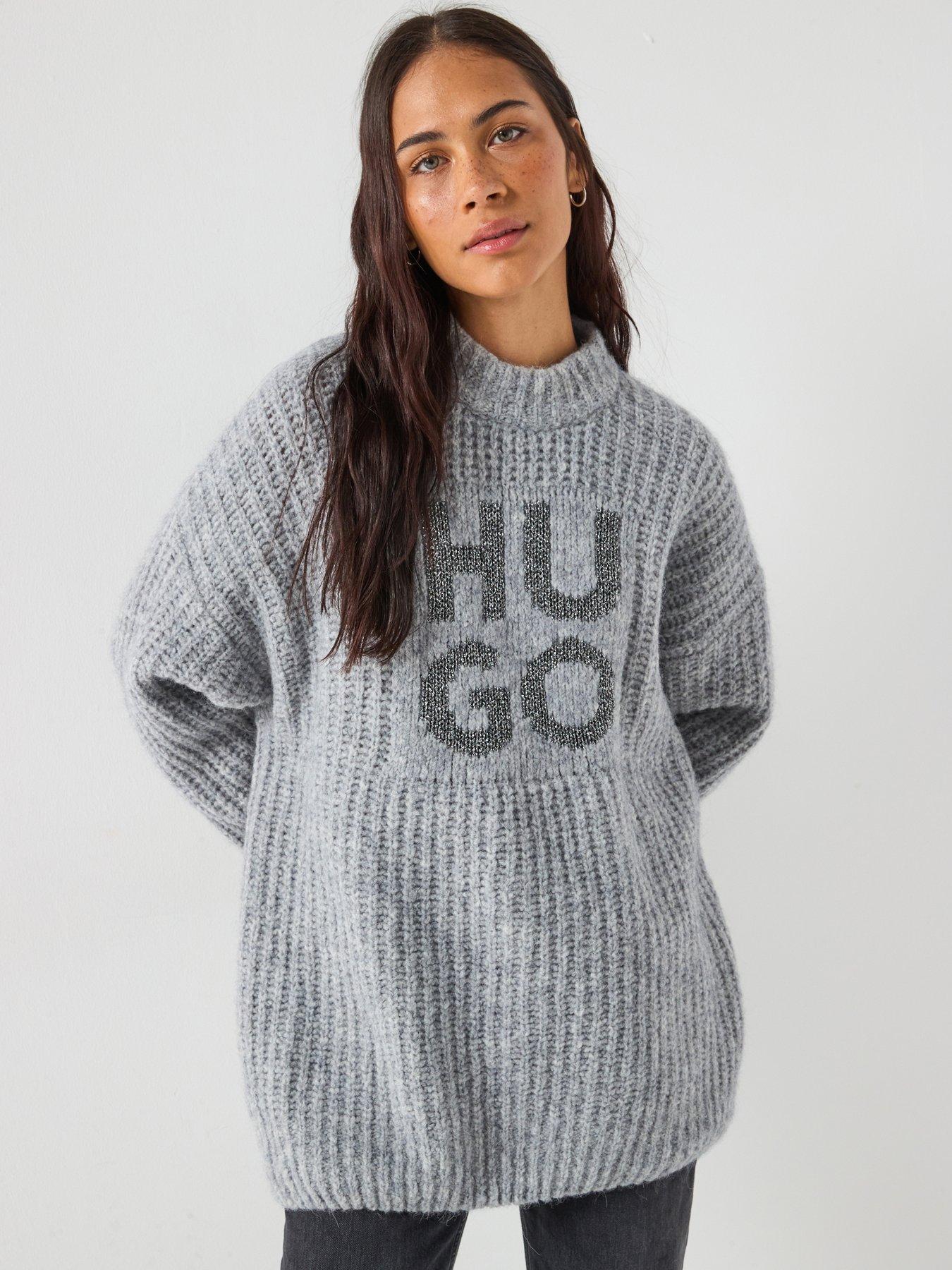 HUGO Oversized Knitted Jumper - Grey