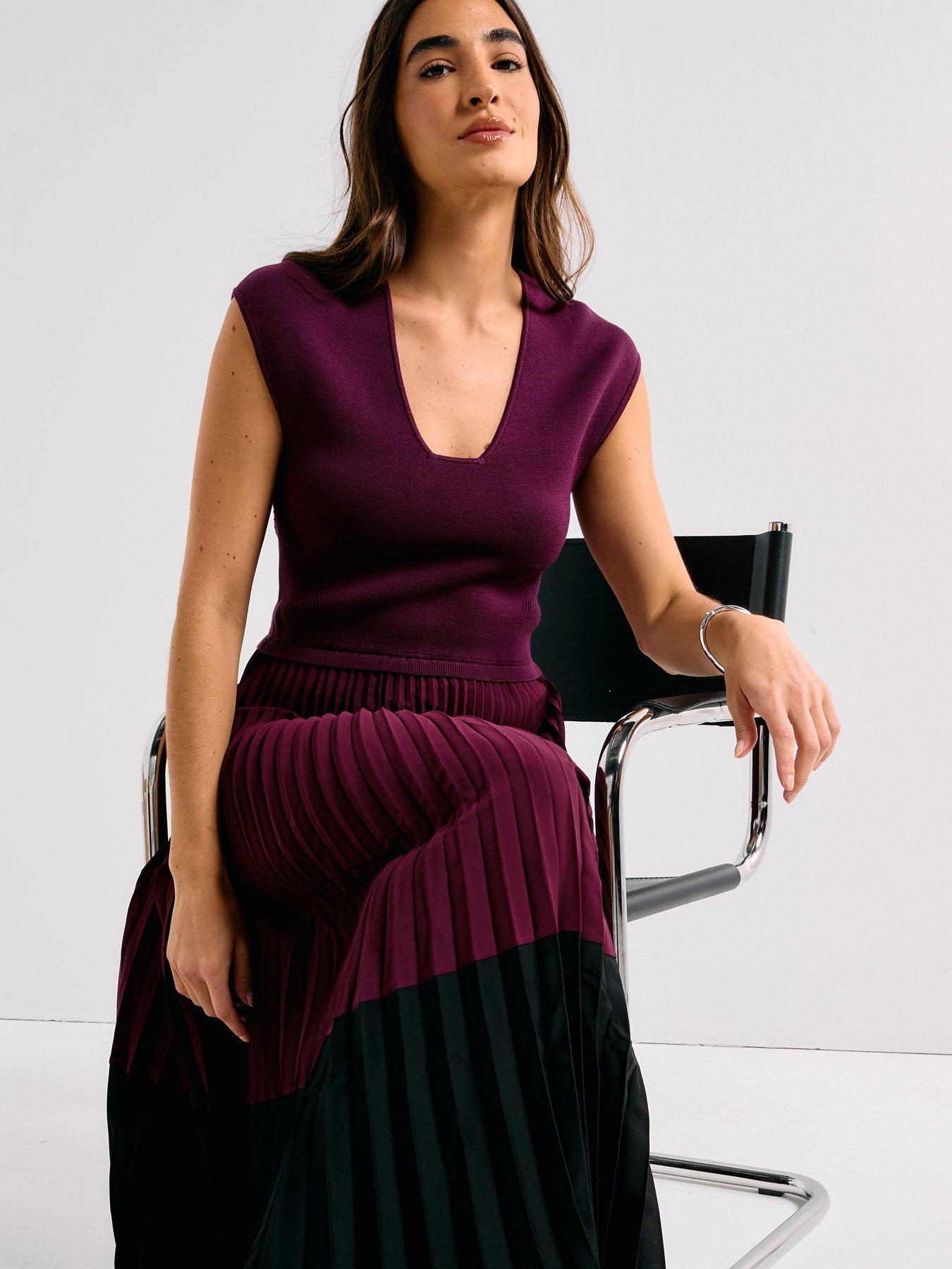 strapless open back dress BIG BOSS ENERGY WIDE LEG JUMPSUIT IN PURPLE – AKIRA main image 1