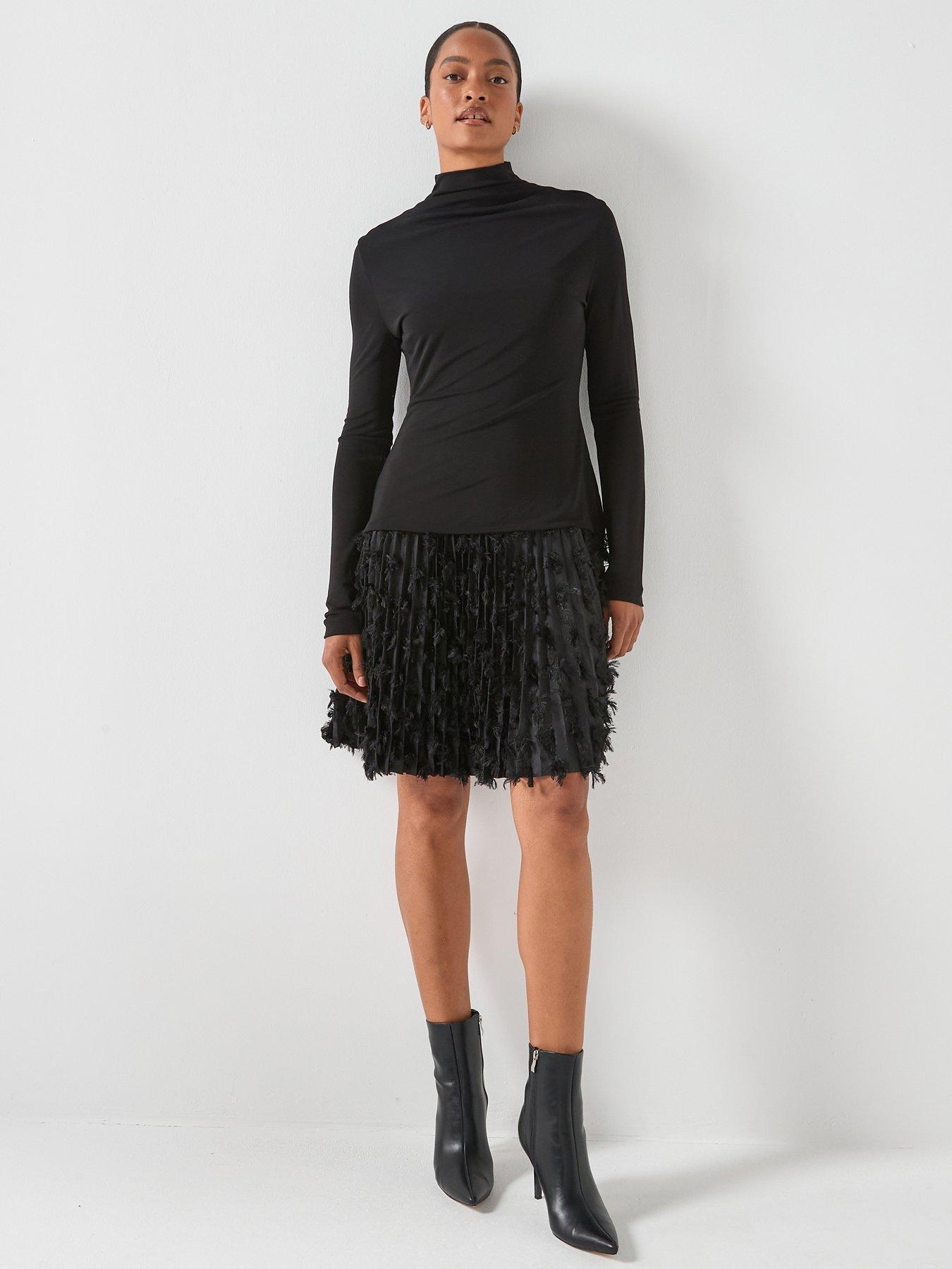BOSS Ecicla Textured Midi Dress, Black, Size L, Women