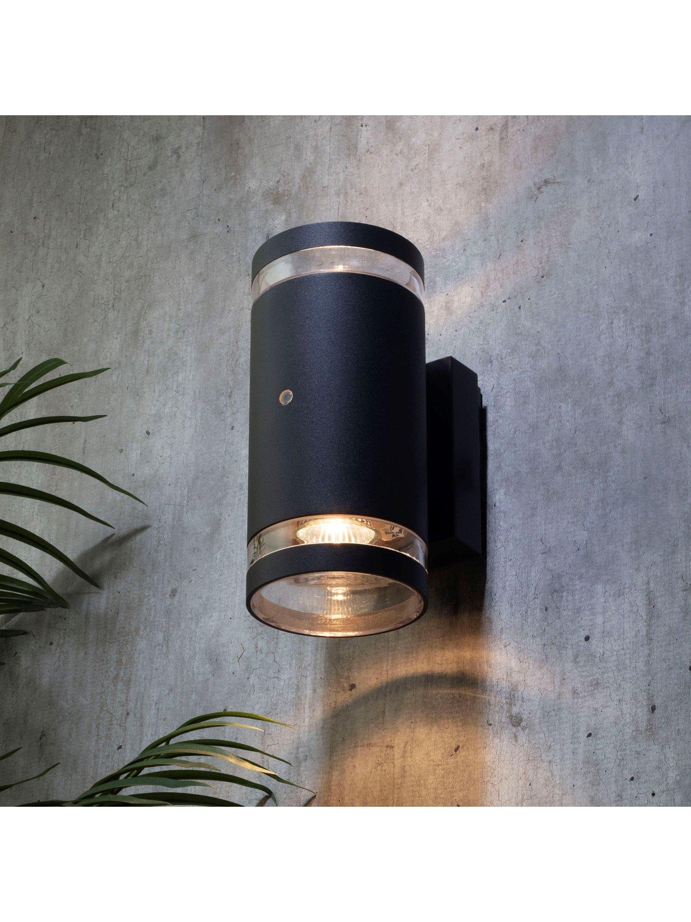 Zinc Lens 2lt Wall w Photocell GU10 Anth