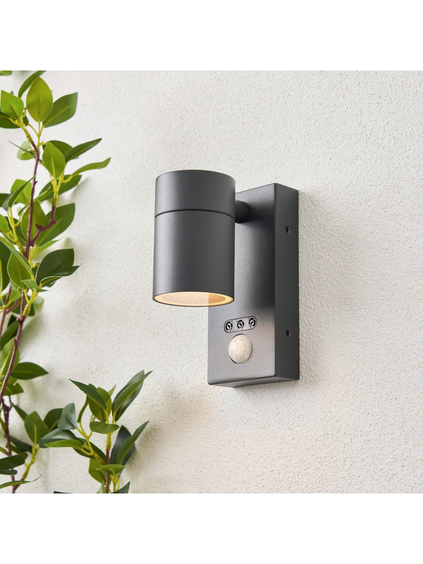 undefined Leto IP65 1lt Fixed GU10 Wall Light w OR PIR Anth