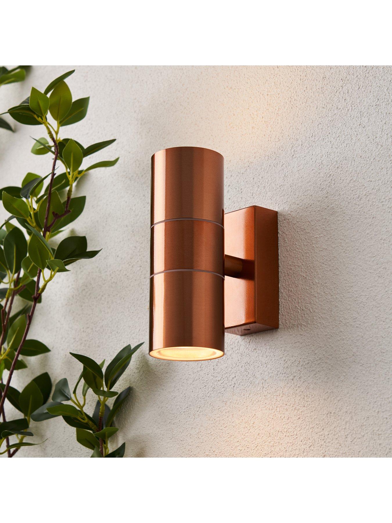 Zinc Leto IP65 2lt GU10 Wall light Copper