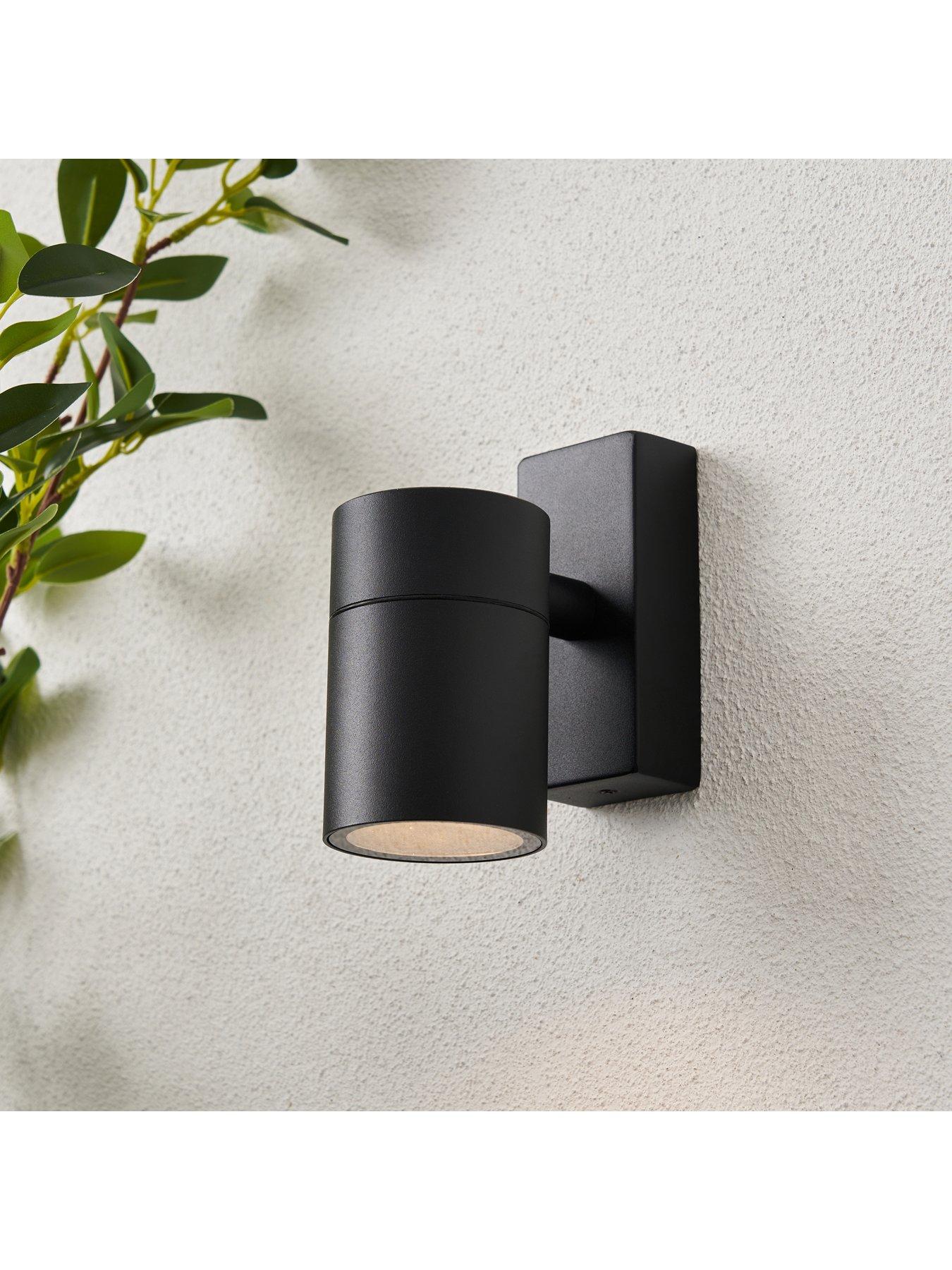 Zinc Leto IP65 Fixed Up or Down GU10 Wall Light Black