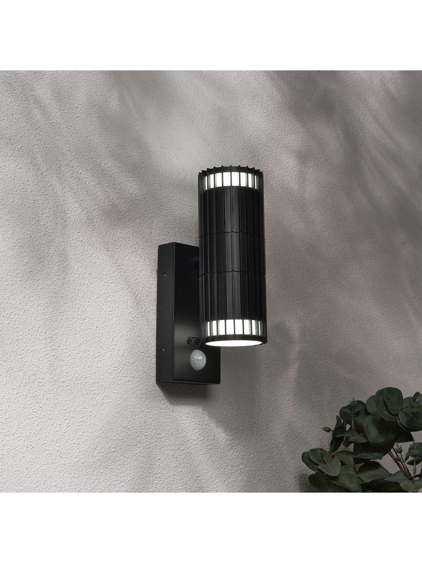 Zinc Muto 2 Light GU10 Up & Down WL w PIR IP65 Black