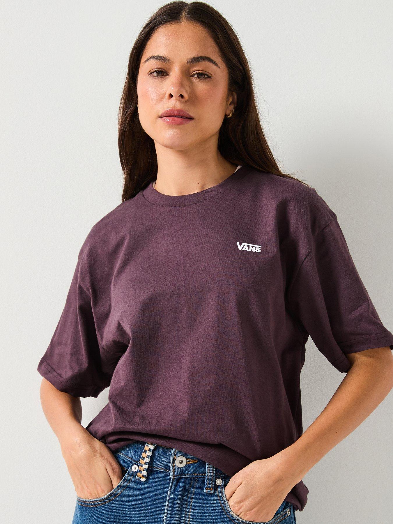 Vans Womens Left Chest Logo Embroided T-Shirt - Dark Grey