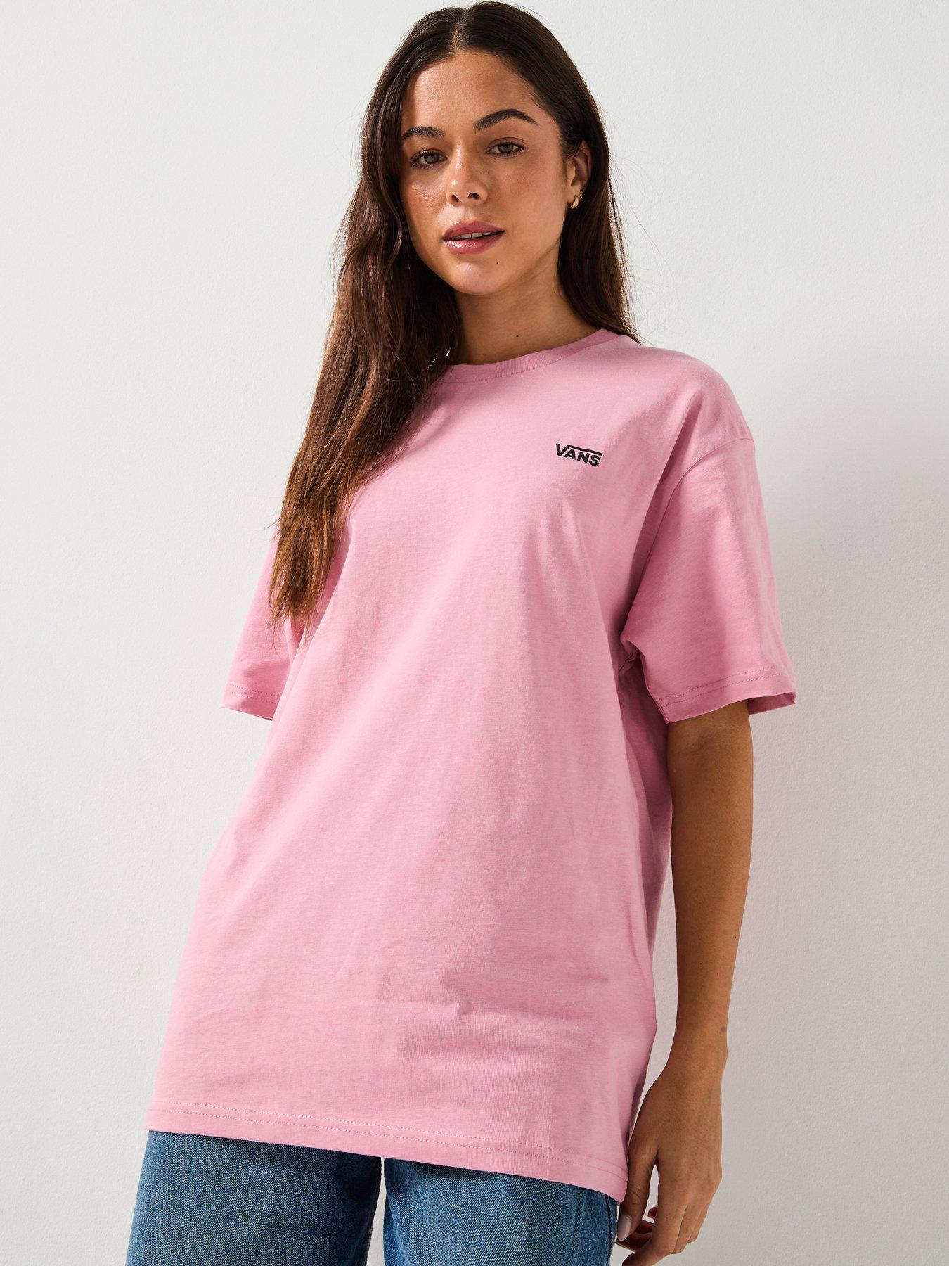 Vans Womens Left Chest Logo Embroidered T-Shirt - Pink