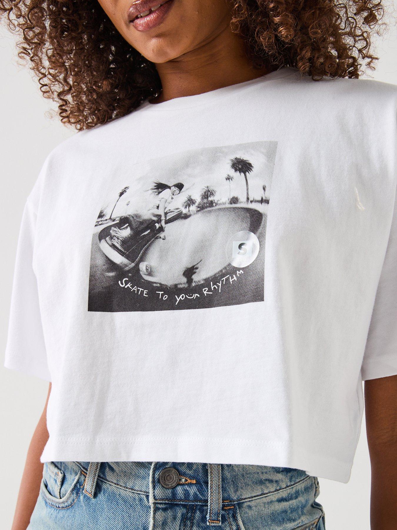 Vans Womens Rhythm Relaxed Crop Short Sleeve T-Shirt - White | Very