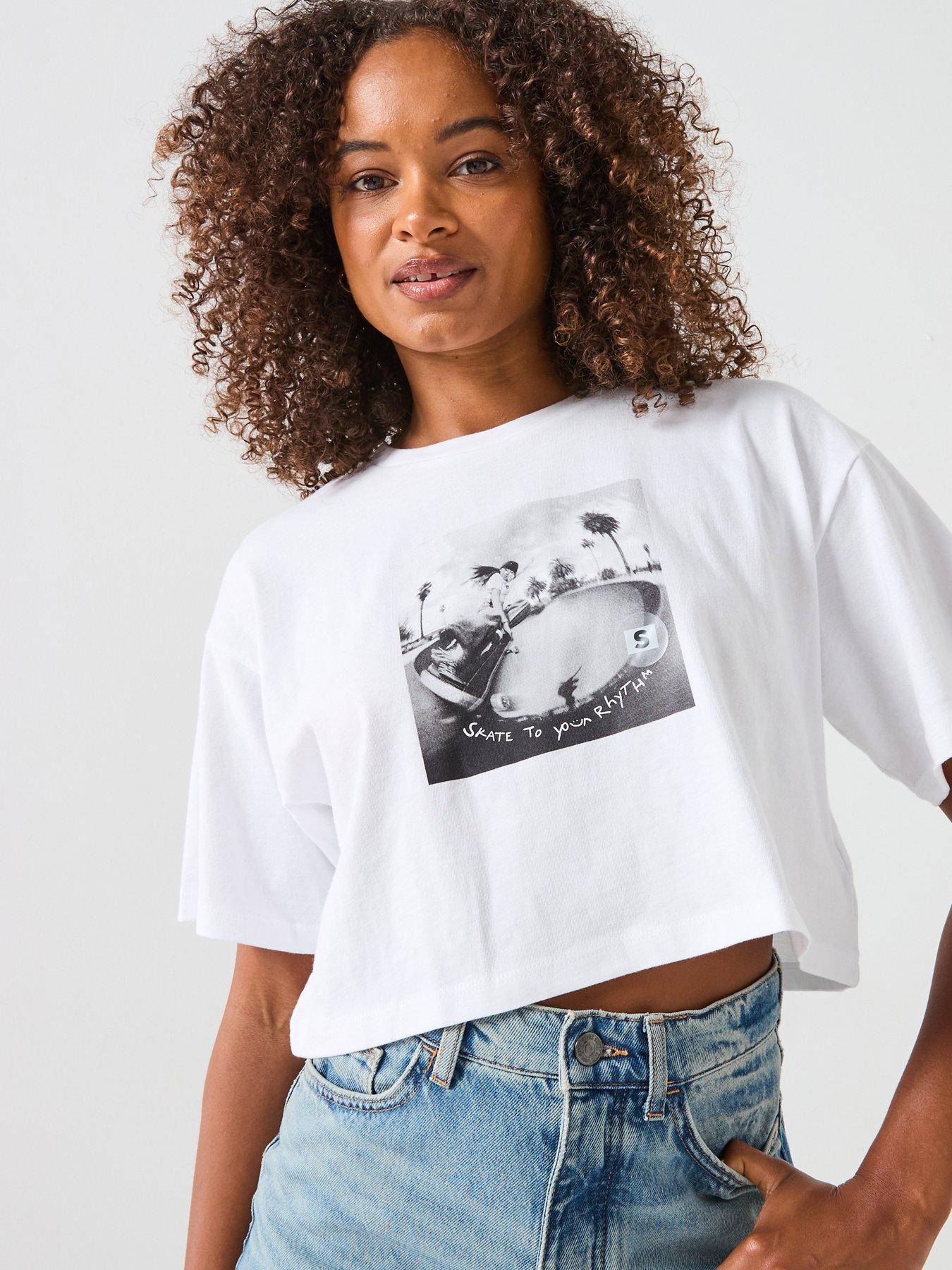 Vans Womens Rhythm Relaxed Crop Short Sleeve T-Shirt - White | Very