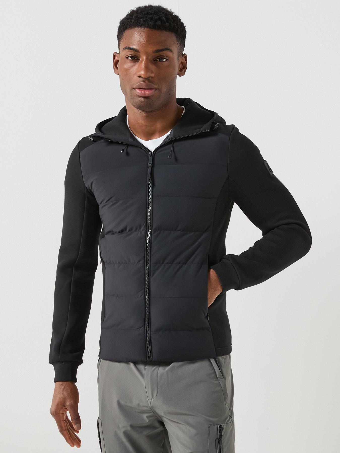 Image 1 of 6 of Alessandro Zavetti Mancini Seersucker Funnel Neck Hybrid Jacket - Black