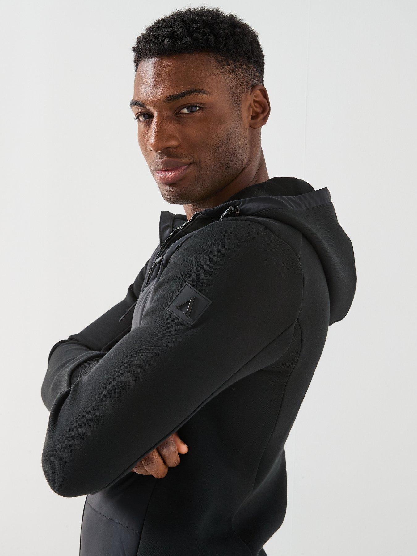 Image 4 of 6 of Alessandro Zavetti Mancini Seersucker Funnel Neck Hybrid Jacket - Black