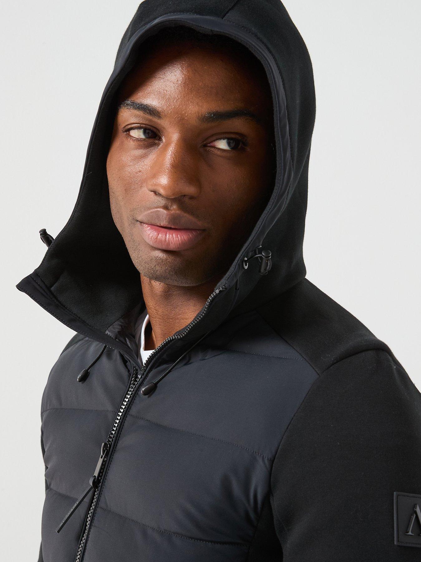 Image 5 of 6 of Alessandro Zavetti Mancini Seersucker Funnel Neck Hybrid Jacket - Black