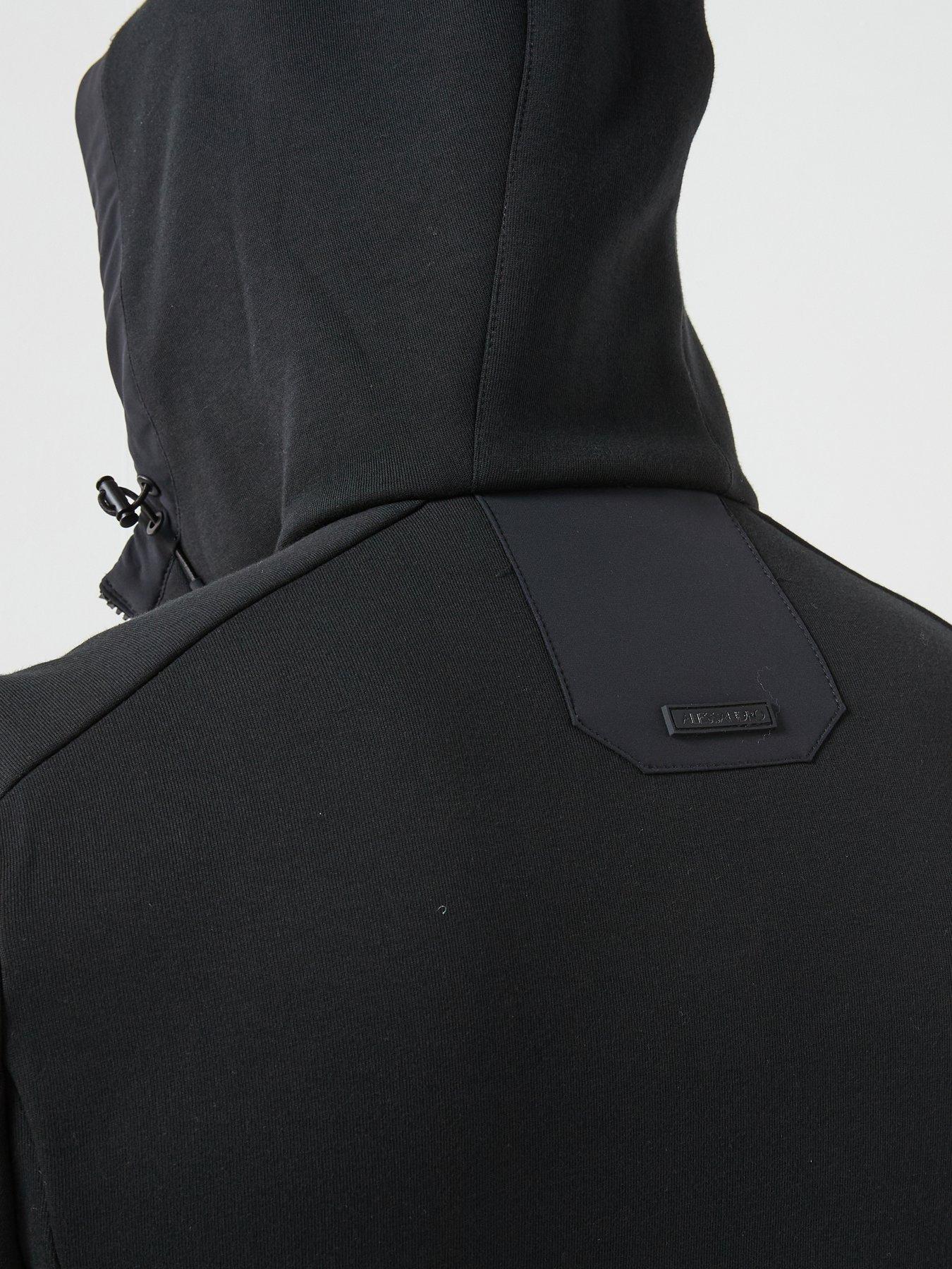 Image 6 of 6 of Alessandro Zavetti Mancini Seersucker Funnel Neck Hybrid Jacket - Black